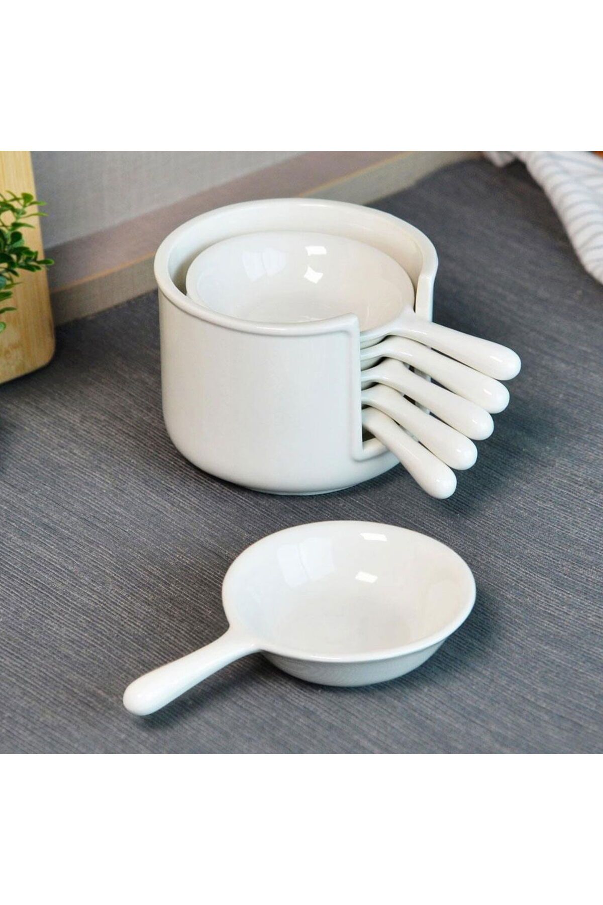 ASPARTAM Ella 6'lı Yuvarlak Porselen Sosluk - Beyaz - 8 cm