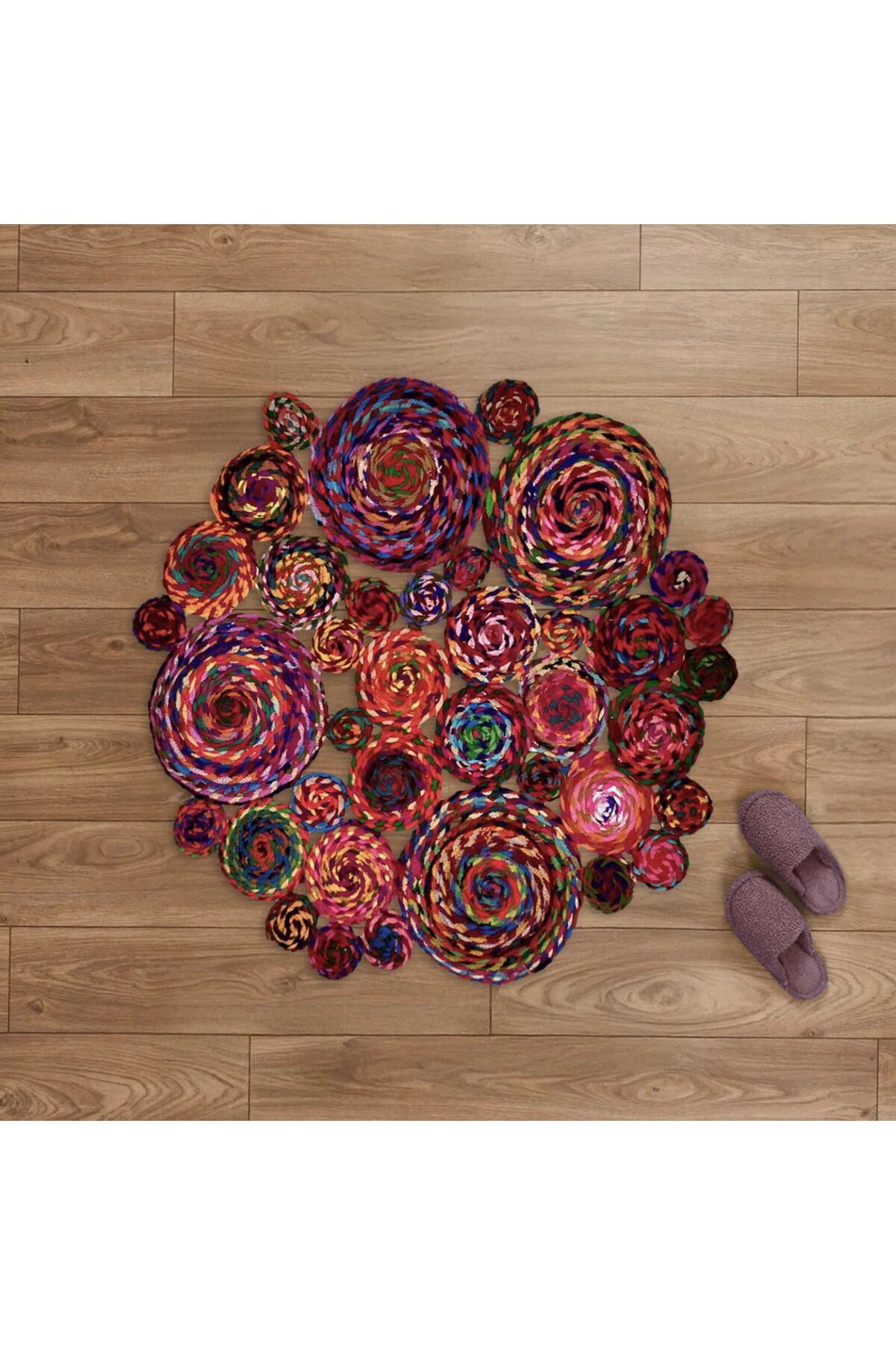 ASPARTAM Home Y13 Bolero Örgü Halı - Renkli - 120x120 cm