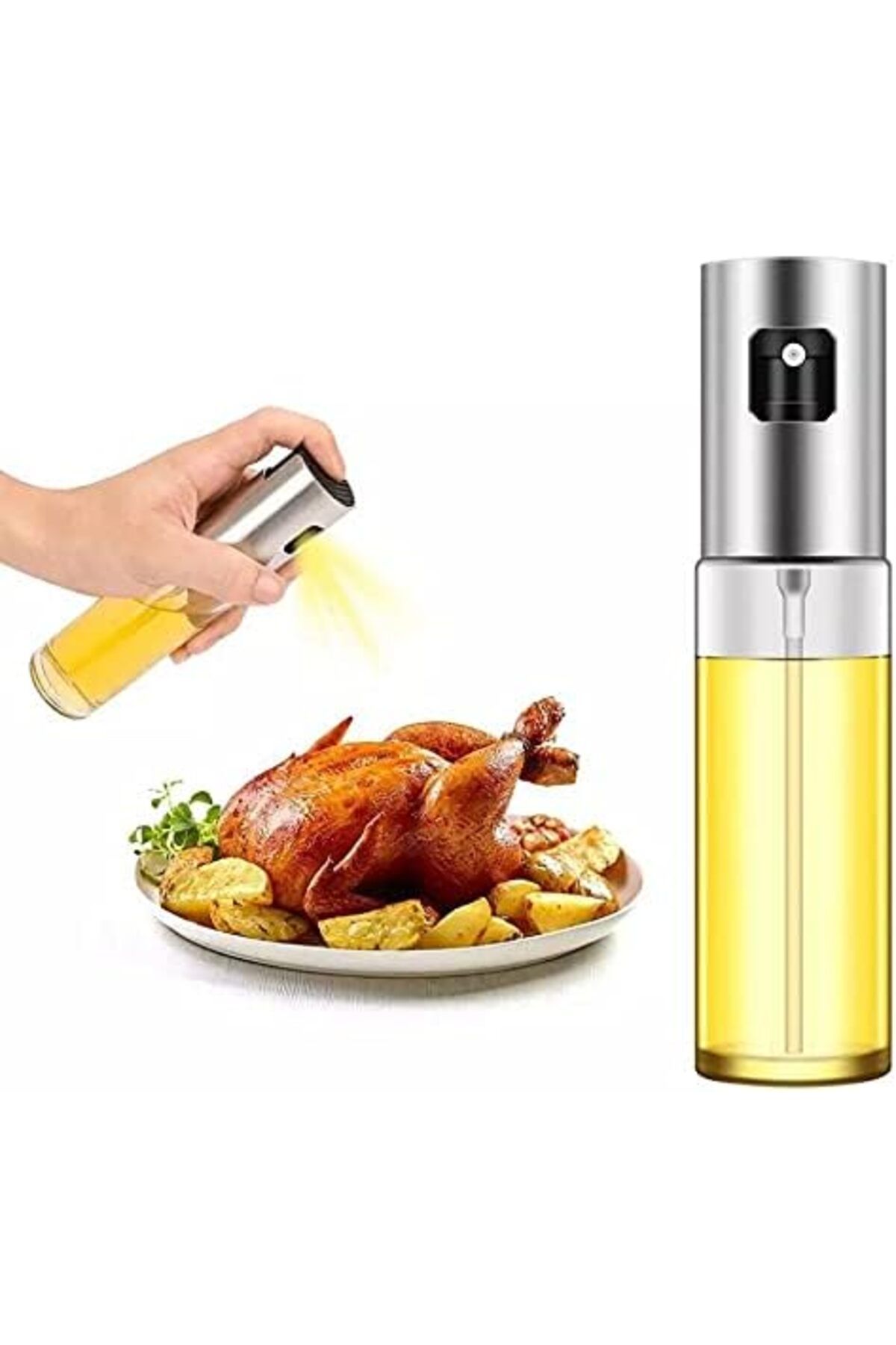 Mu Art Ahşap Mrt Spreyli Cam Şişe Yağdanlık, Yağ, Sirke ve Limon Püskürtücü, 100 ml, Asorti Art 871301