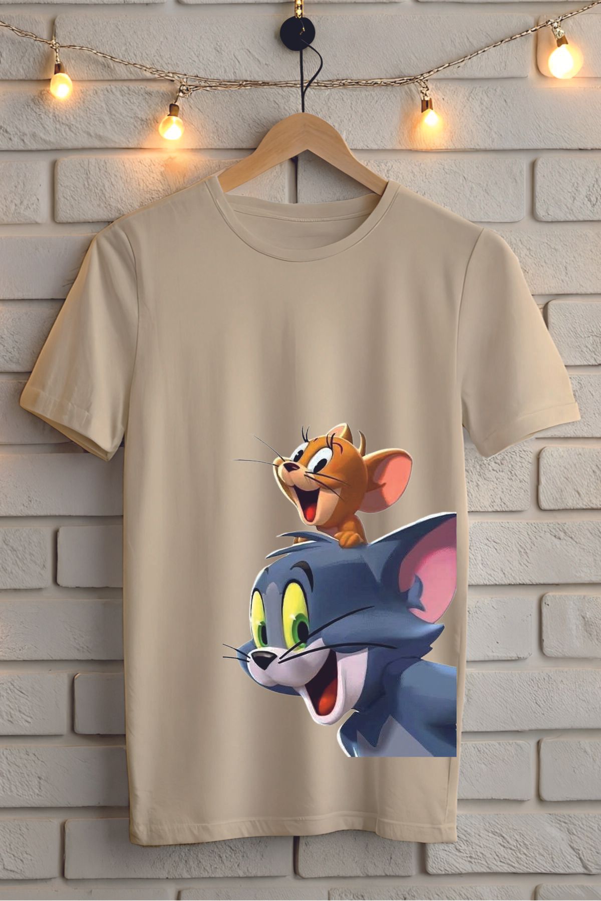 ModaSphere TOM ve JERRY Baskılı Unisex Oversize Tişört