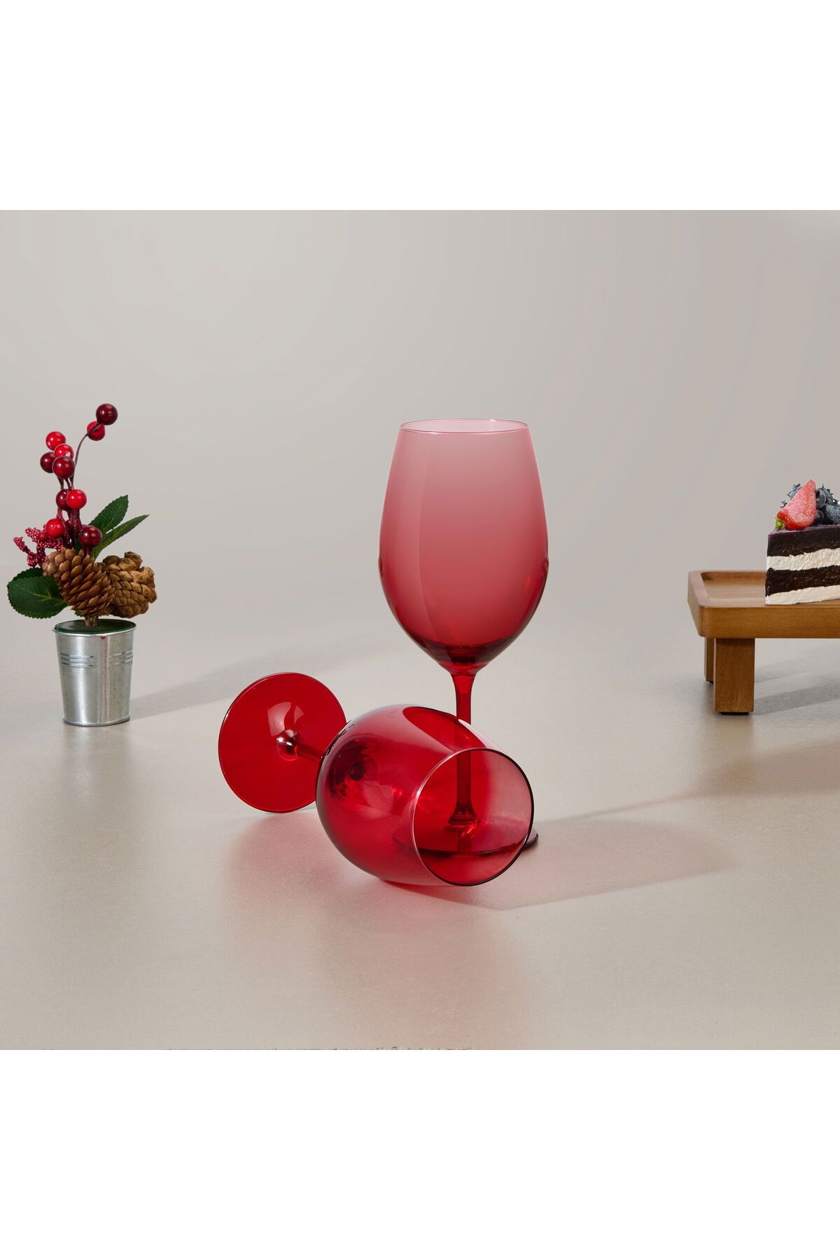 MATMEL Larc 2'li Ayaklı Bardak - Kırmızı - 540 ml