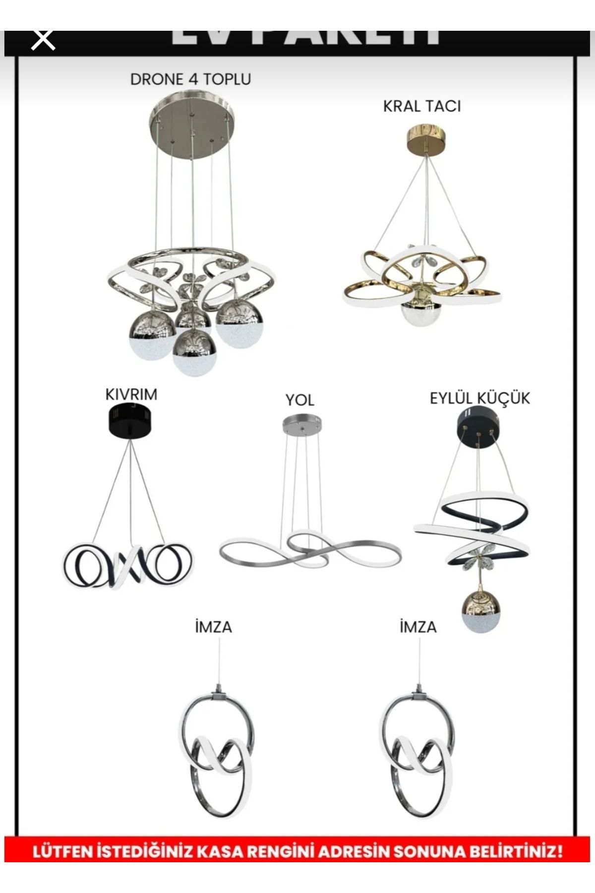 THAD DESIGN EV PAKERİ AVİZE/7 PARÇA(
