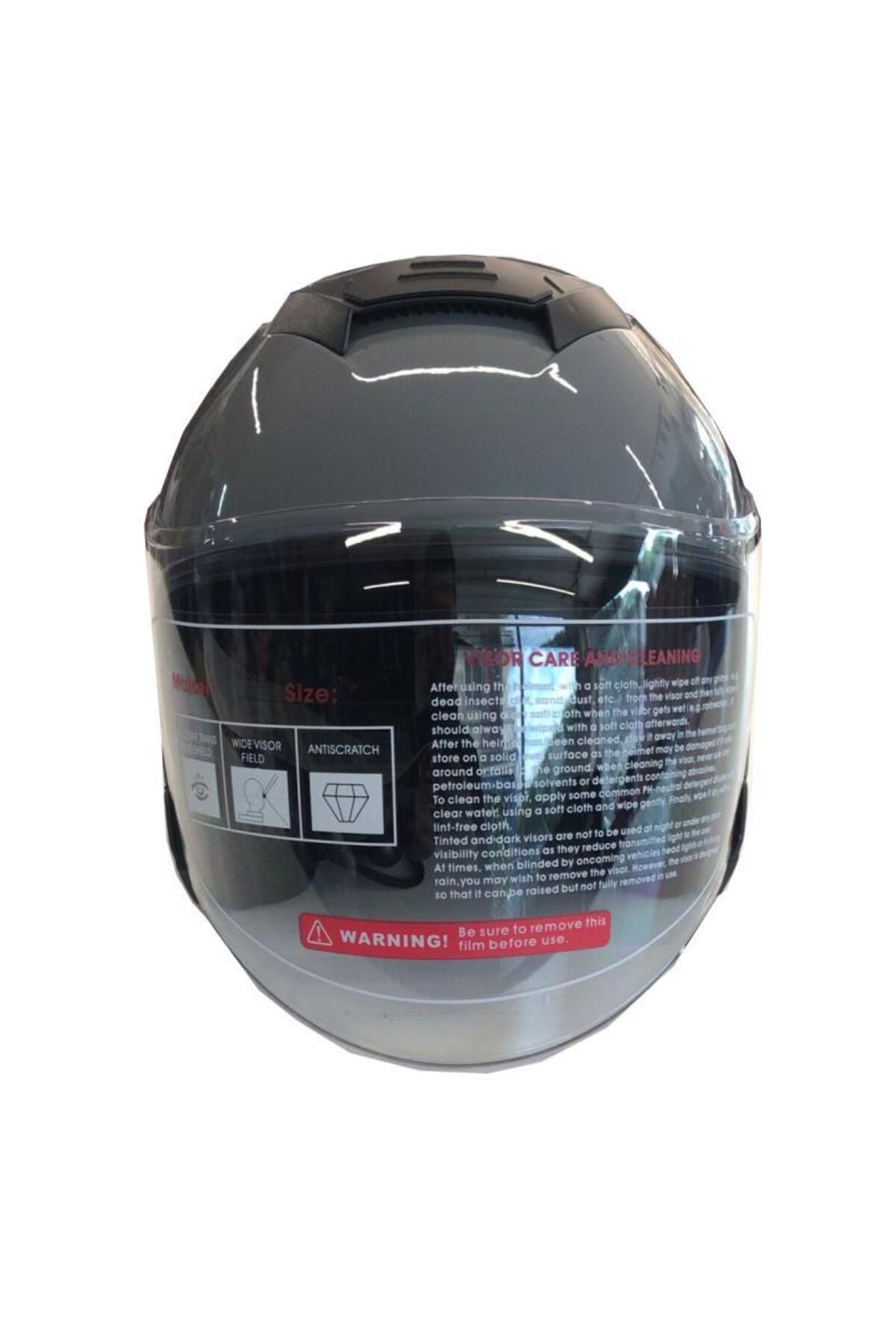 Ybs Yarım Açık Güneş Vizörlü Kask-Parlak Gri-M Beden