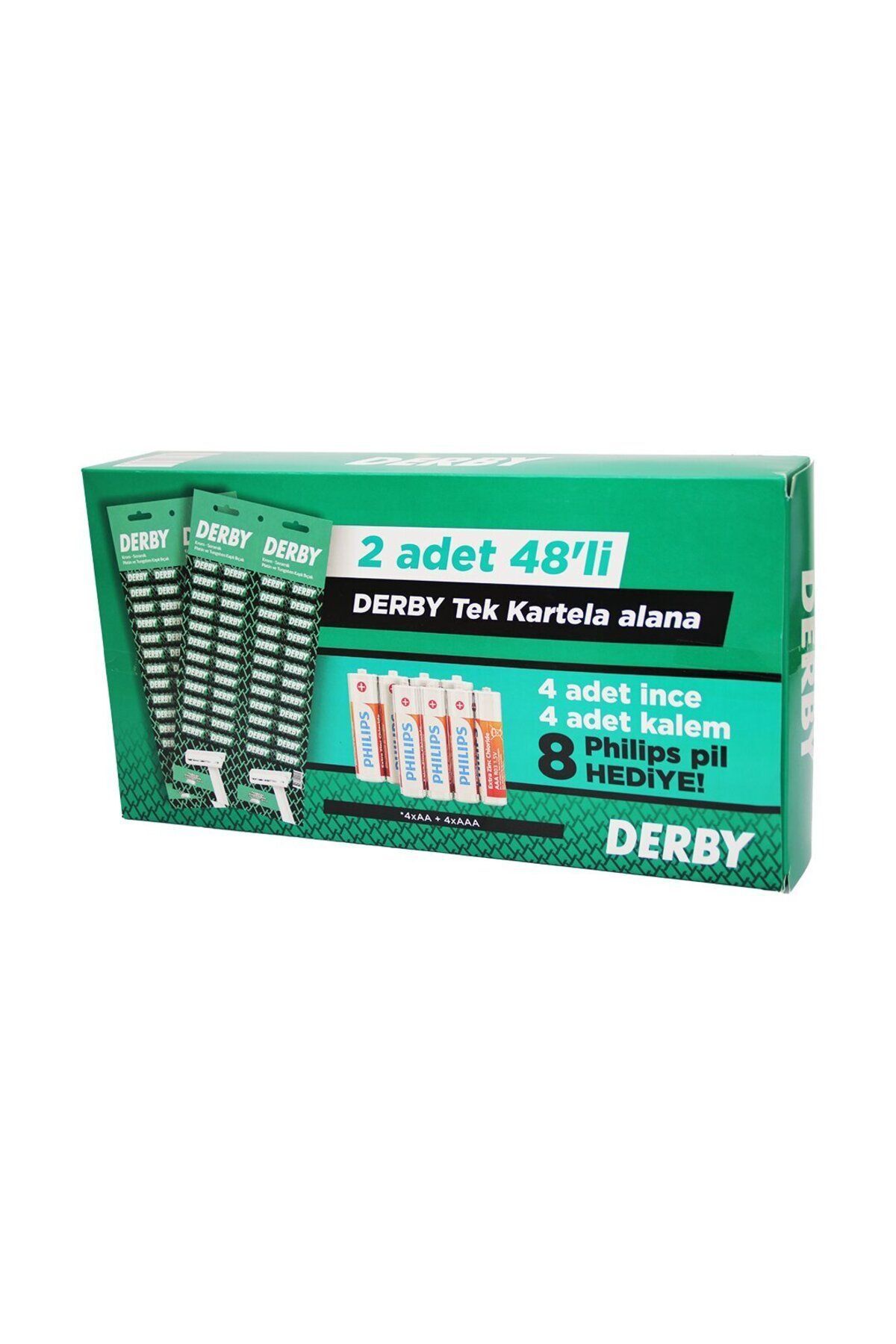 POEBGO FAMİLY'S DERBY TEK BIÇAK KARTELALI JİLET 96 PARÇA 4 KALEM 4 İNCE PİL HEDİYELİ (5162)