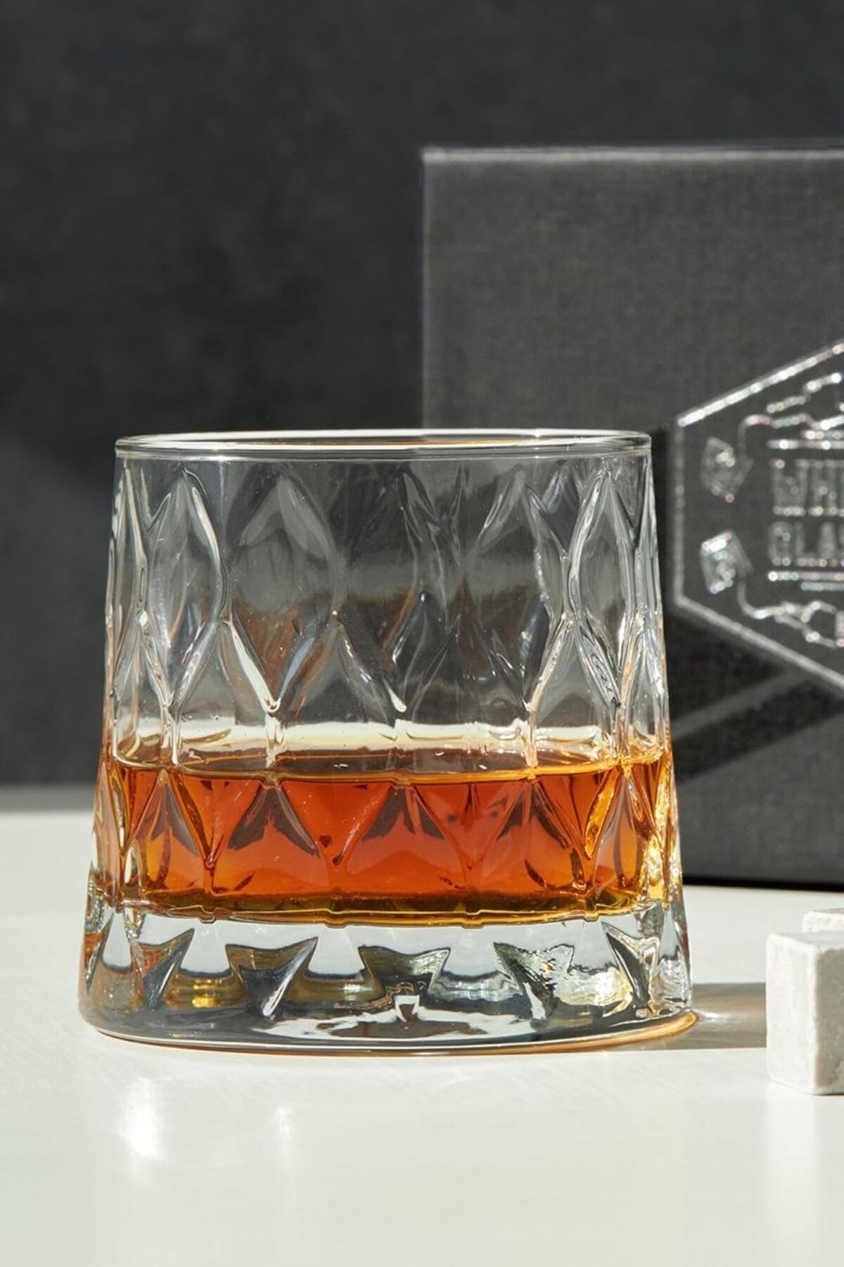 STOREMAX ELZ Özel Kutusunda Kristal Desenli Viski Kadeh Seti Viski Taşı Bardak Set FRNTR 1127478