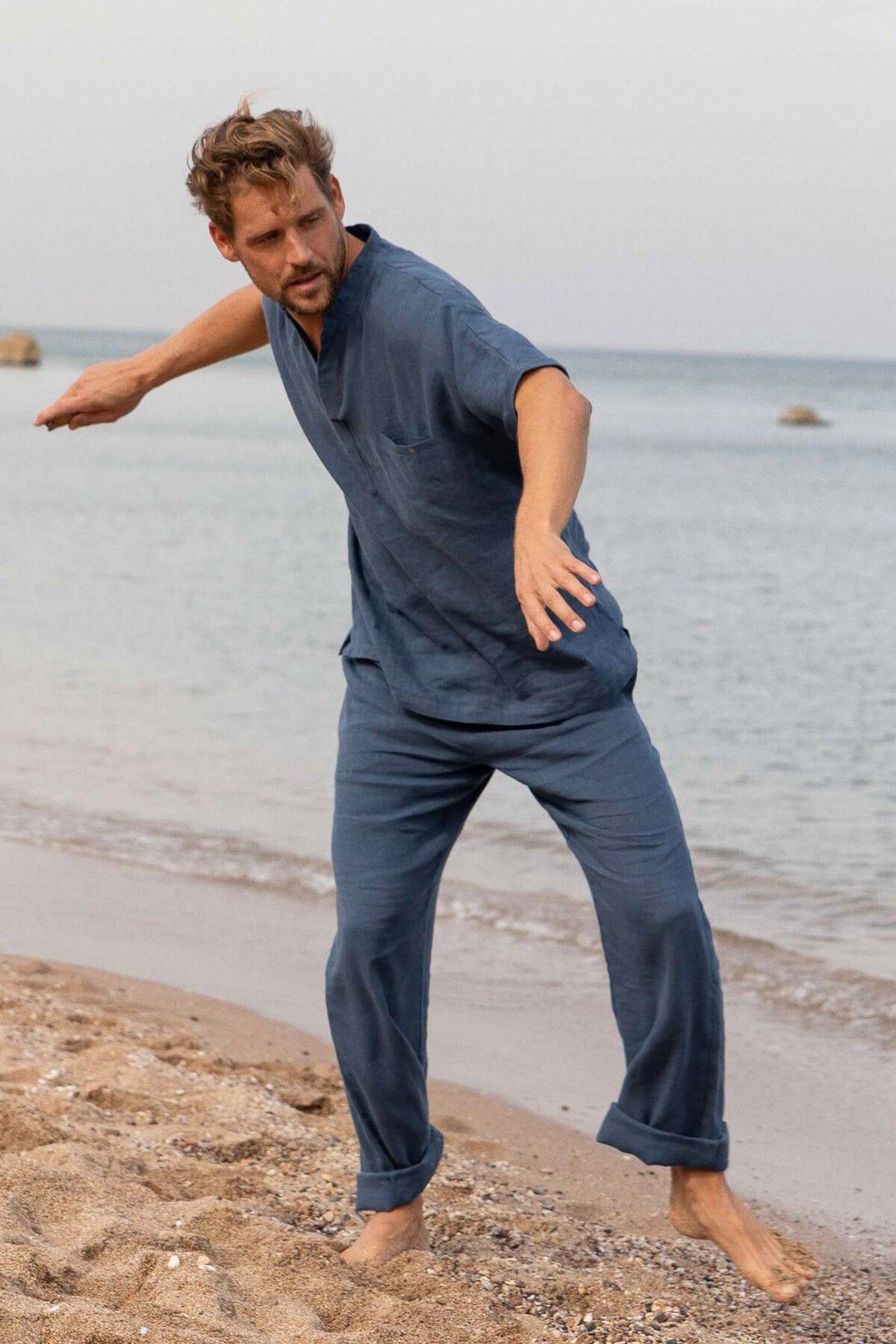 JOJOMIA Juan Erkek Keten Pantolon Denim