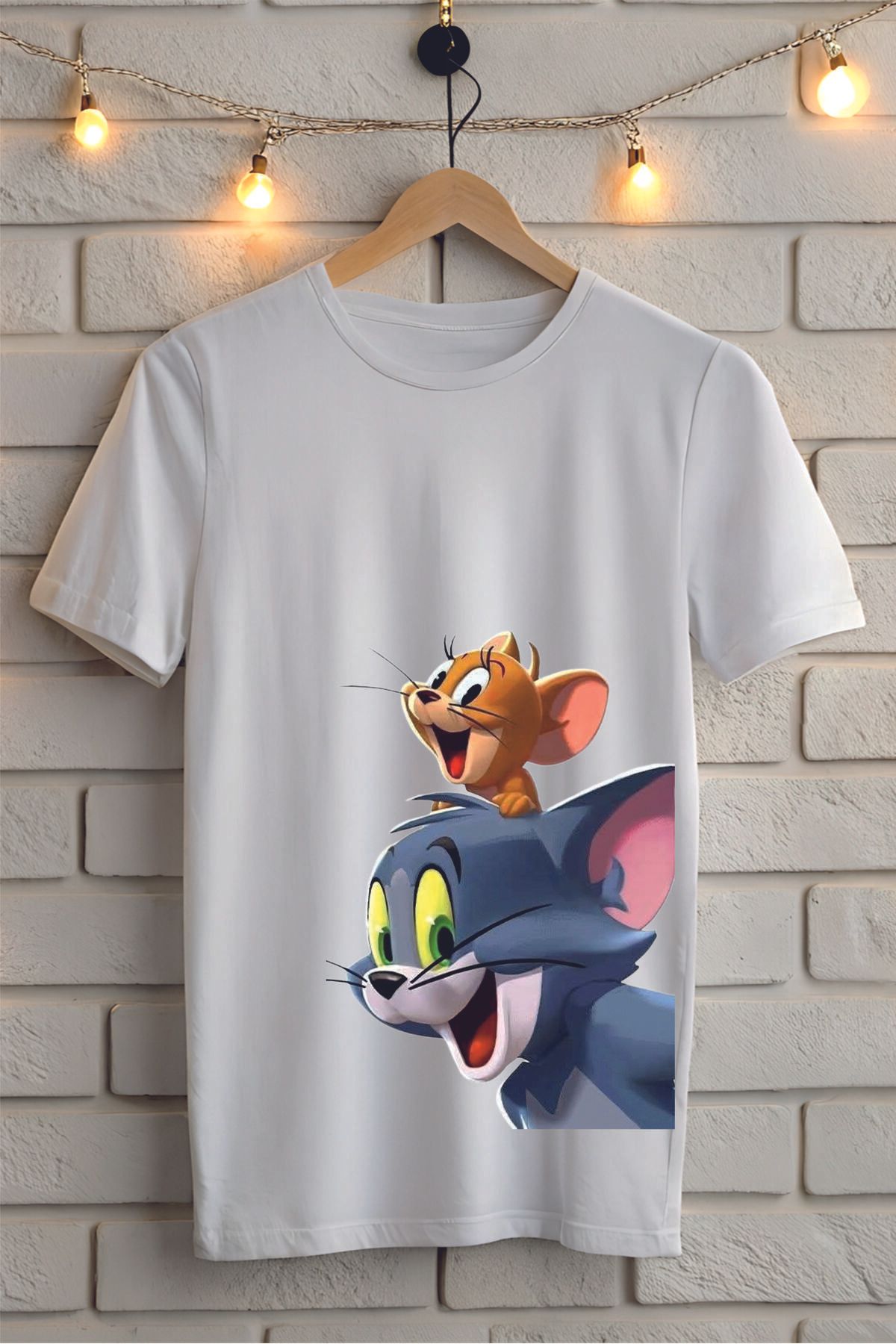 ModaSphere TOM ve JERRY Baskılı Unisex Oversize Tişört