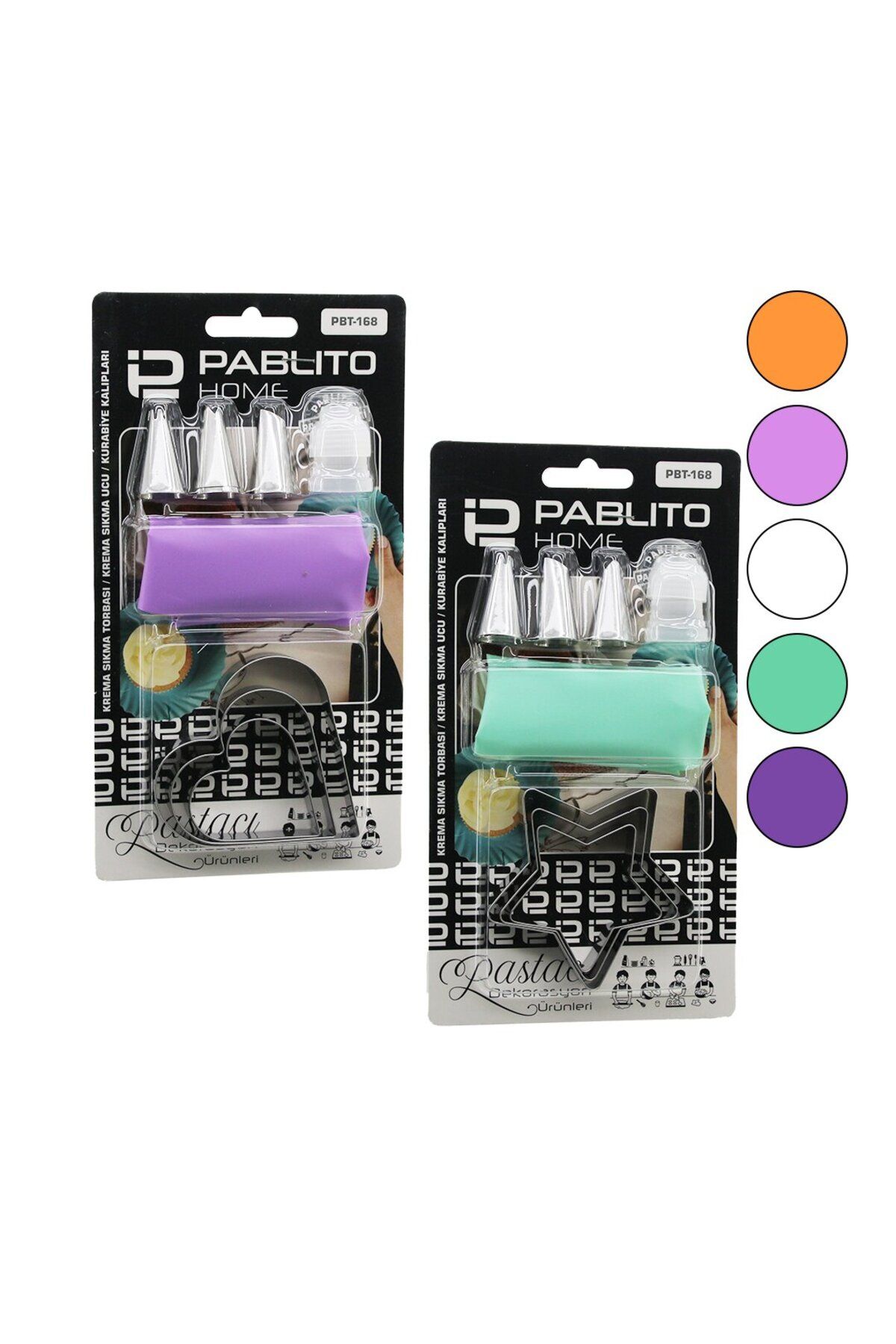 STOREMAX 8PCS PASTA SÜSLEME DEKORASYON SETİ=KREMA TORBASI - METAL UÇ - KURABİYE KALIP=KALP-YIL