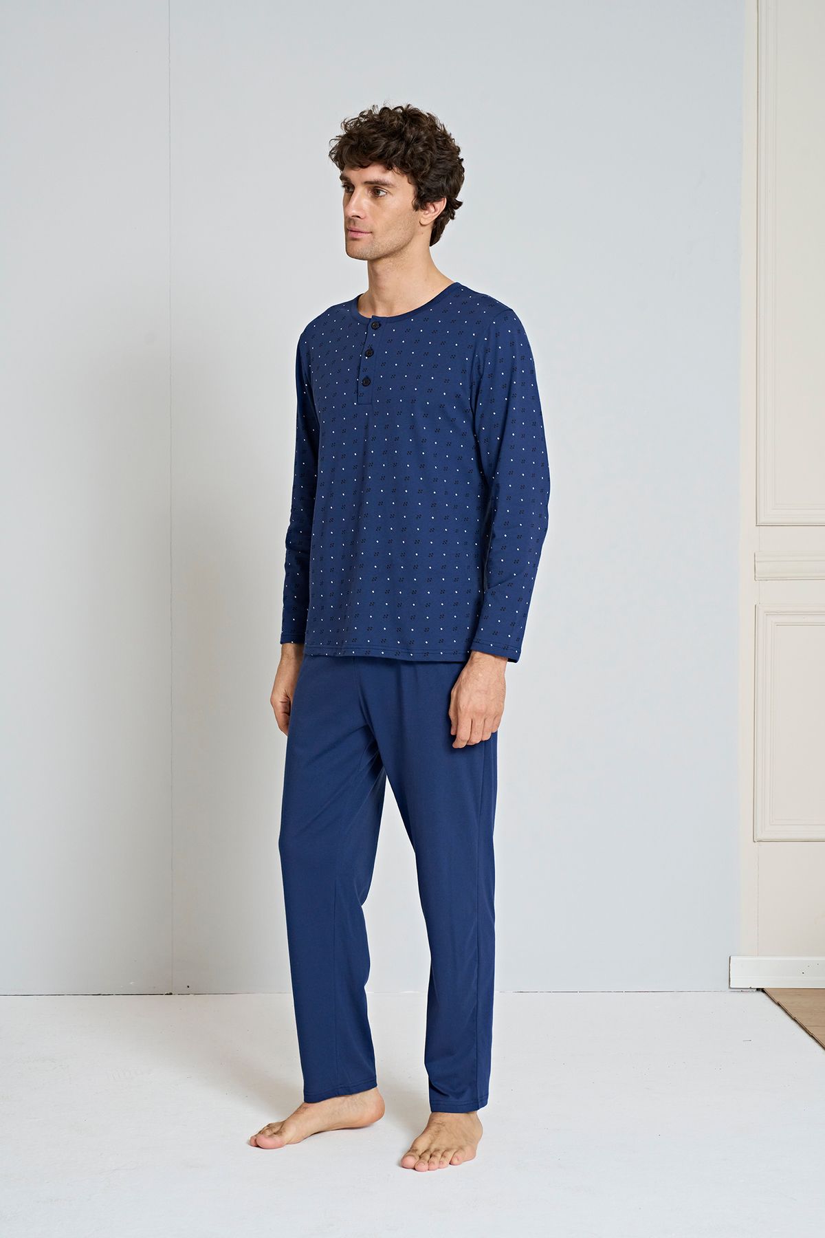 Pijadore Erkek Desenli Uzun Kol Mevsimlik Pijama Takımı