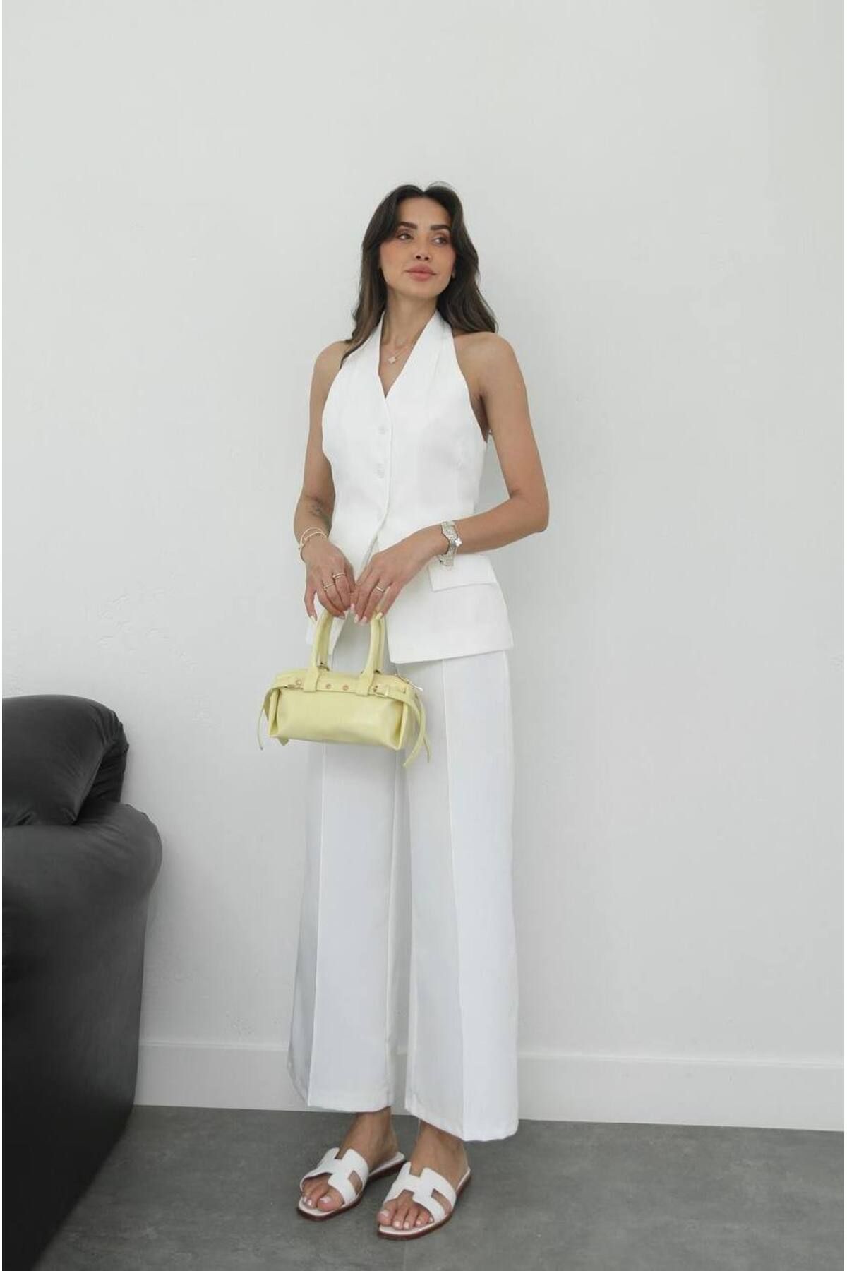 Castivo Fashion Halter Yaka Düğmeli Takım