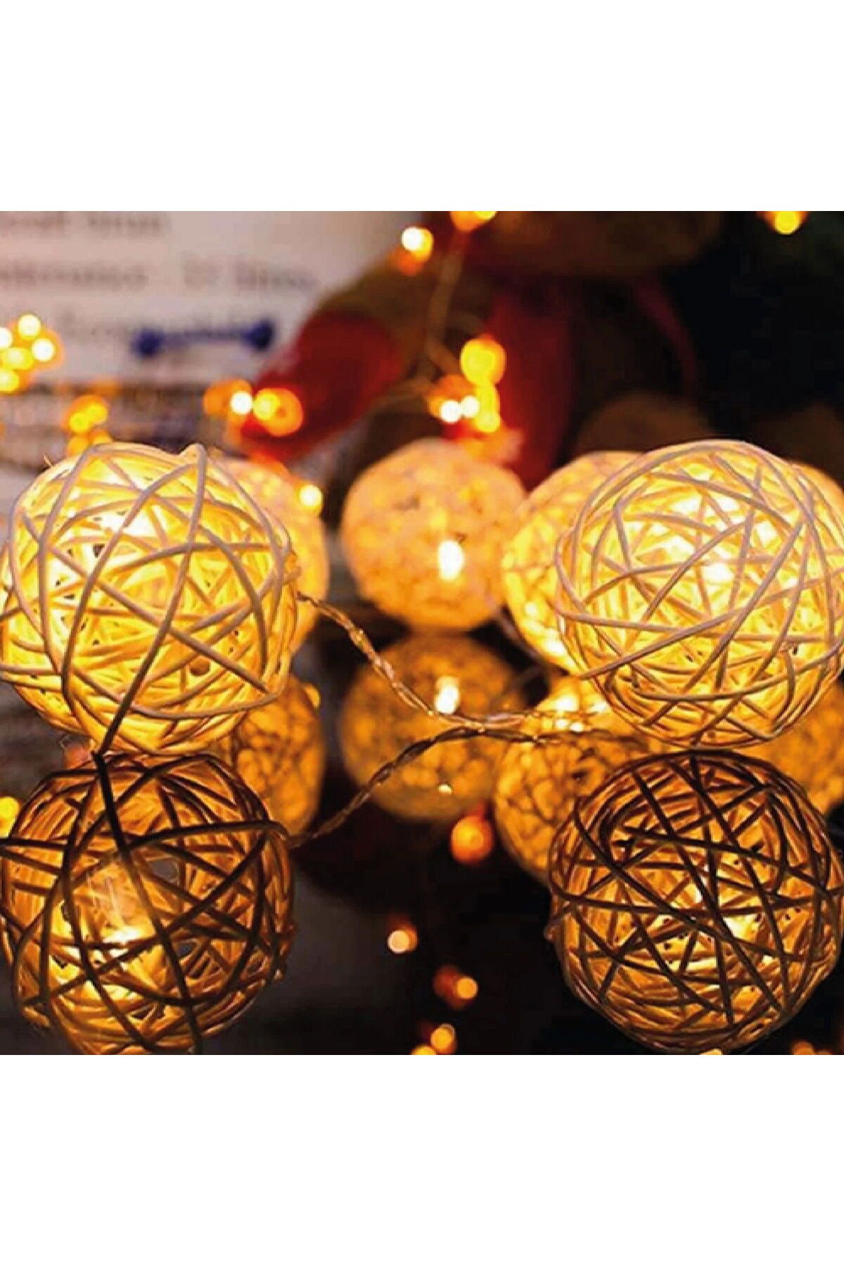 ASPARTAM Rattan Top Led Işık Zinciri - Bej - 1,55 m