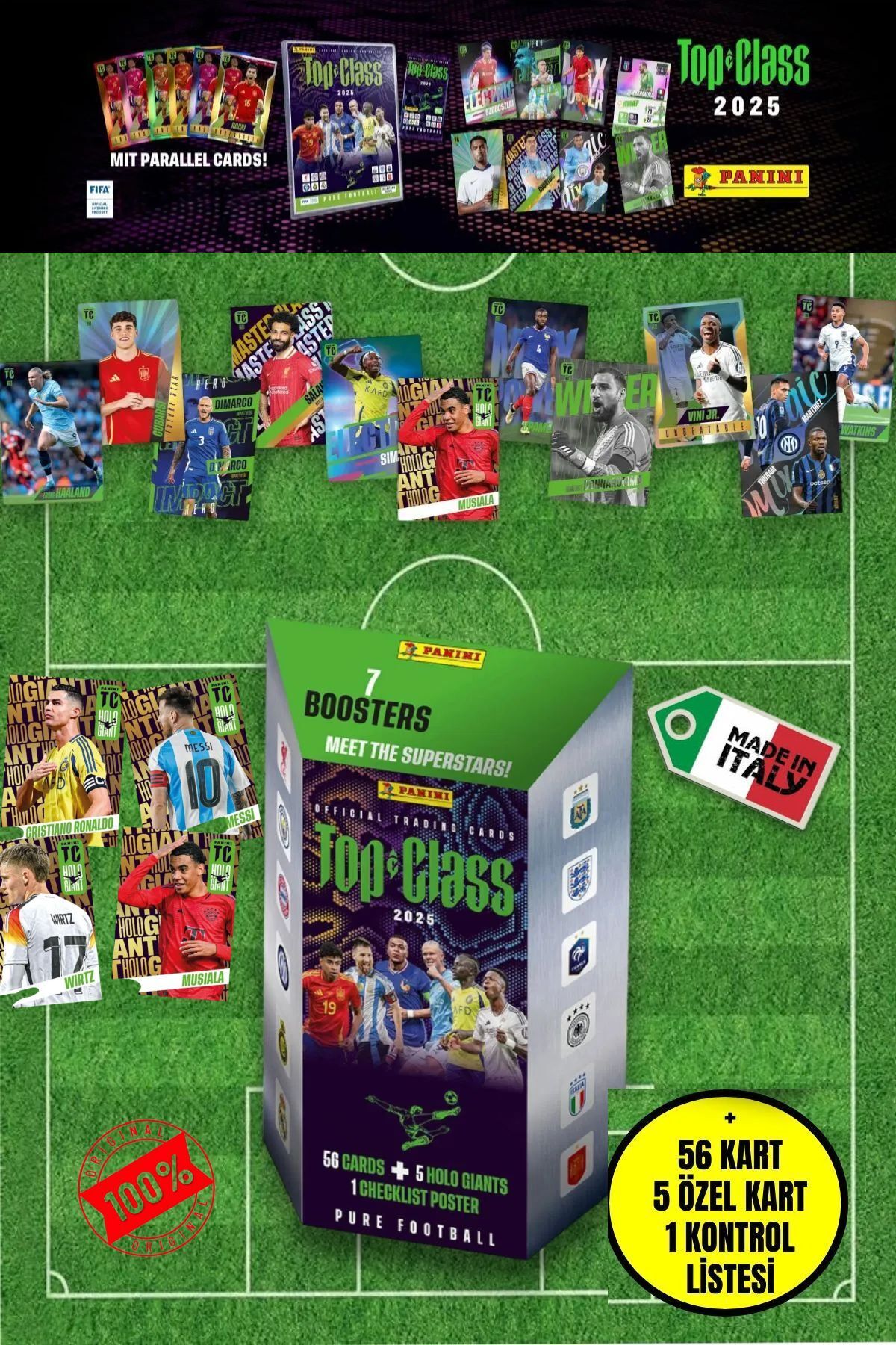 TOYFEST Panini TOP CLASS 2025 Blaster kutusu 1 Box 56 Kart