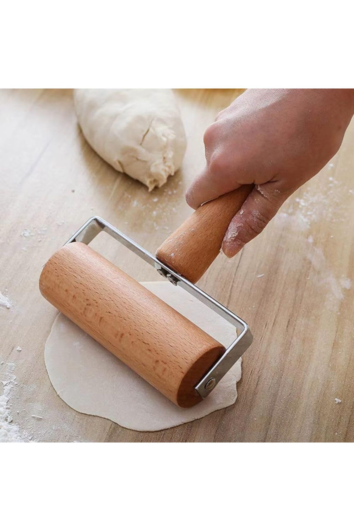 STOREMAX ELZ Merdane Doğal Bambu Pratik Hamur Açma Silindiri Hamur Açma Aparatı Oklava Merdane Pizza Maka