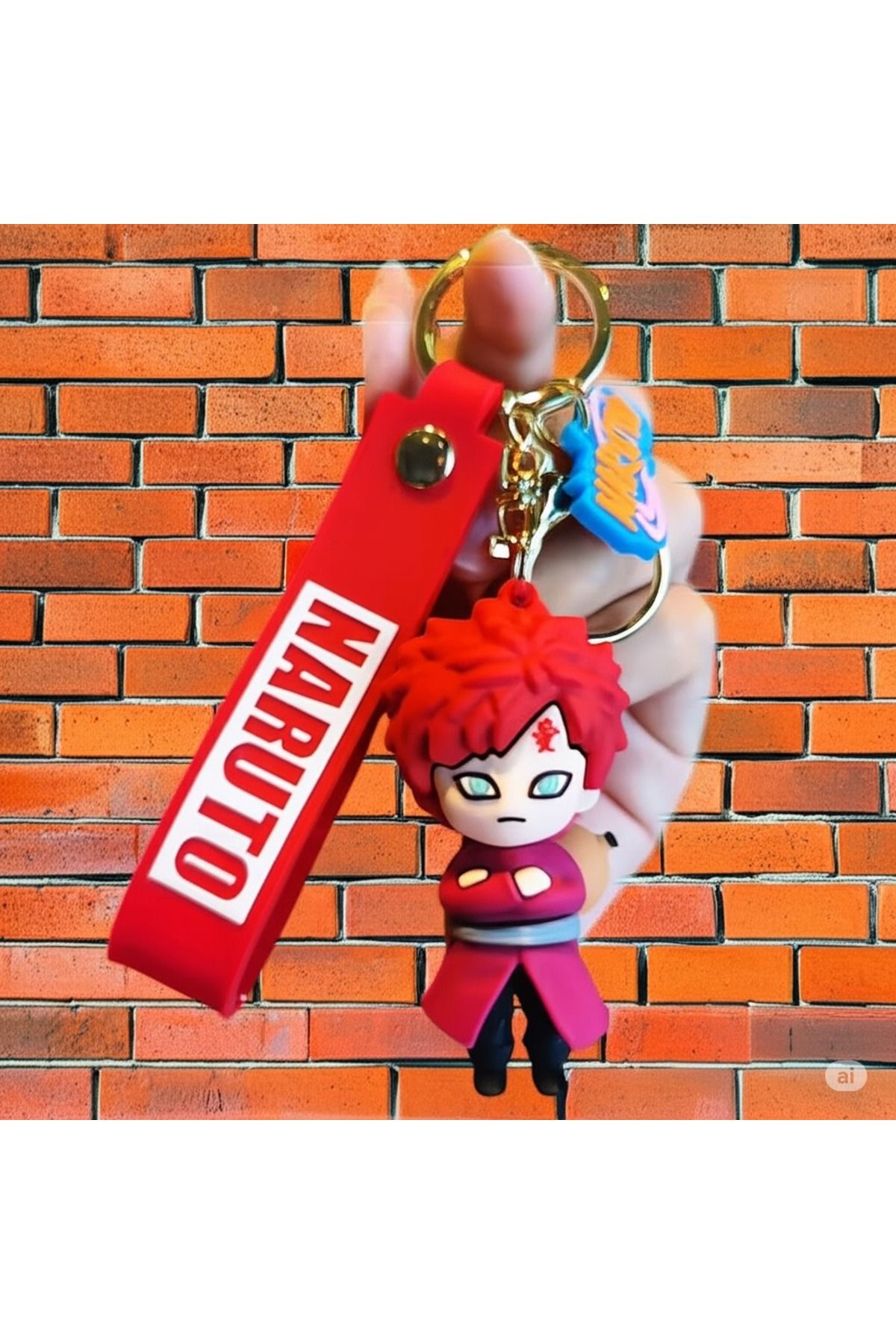 Mimi Aksesuar 3D Lüks Büyük Boy Naruto Karekteri (GAARA)) Silikon Anahtarlık & Çanta aksesuarı