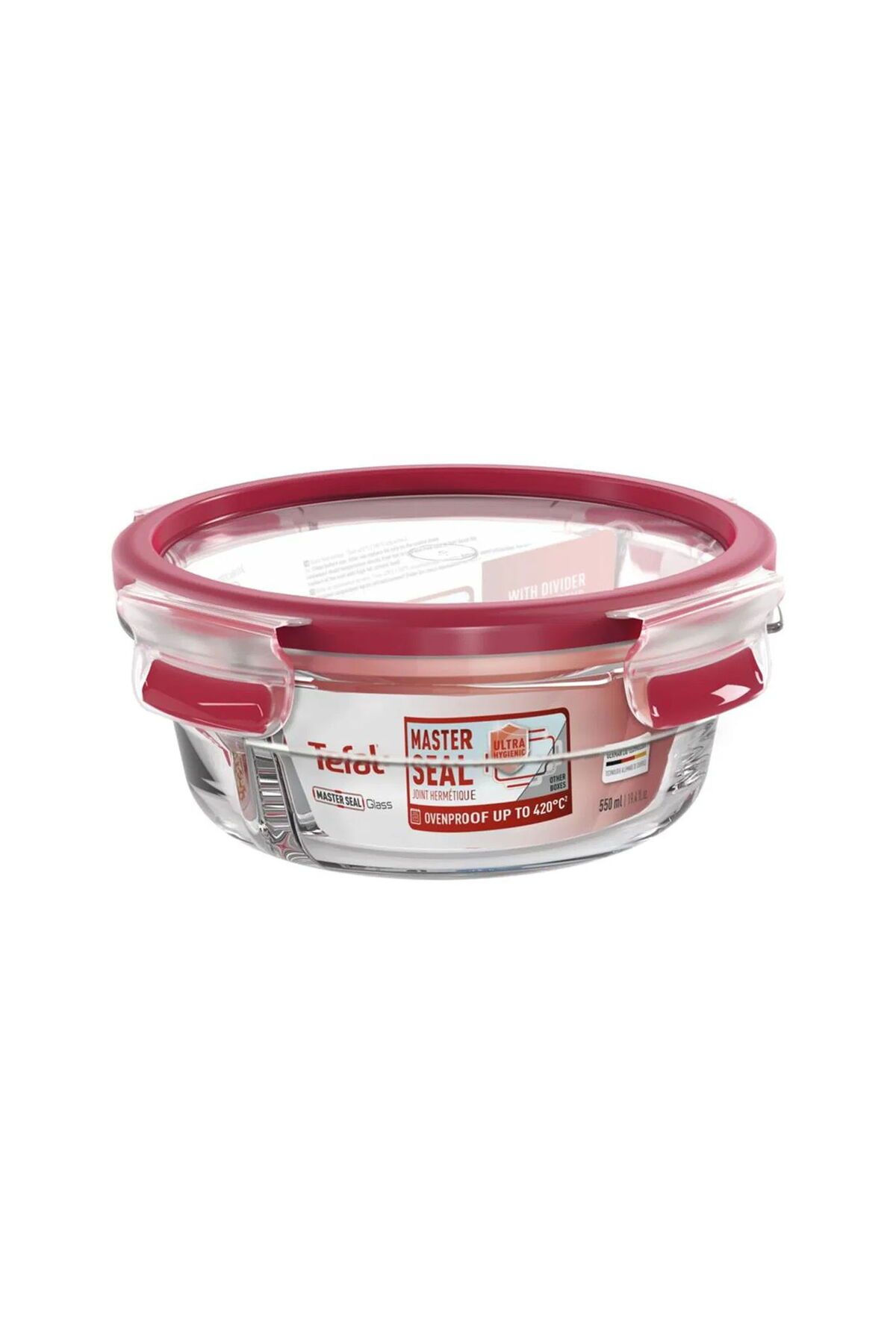 ASPARTAM-Masterseal Ovenable Storage Container - Red / Transparent - 550 ml 3