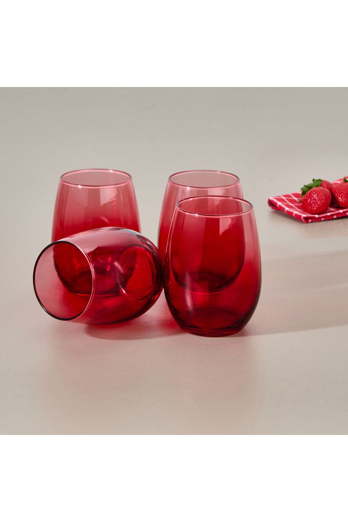 ASPARTAM Larc 4'lü Meşrubat Bardağı - Kırmızı - 350 ml