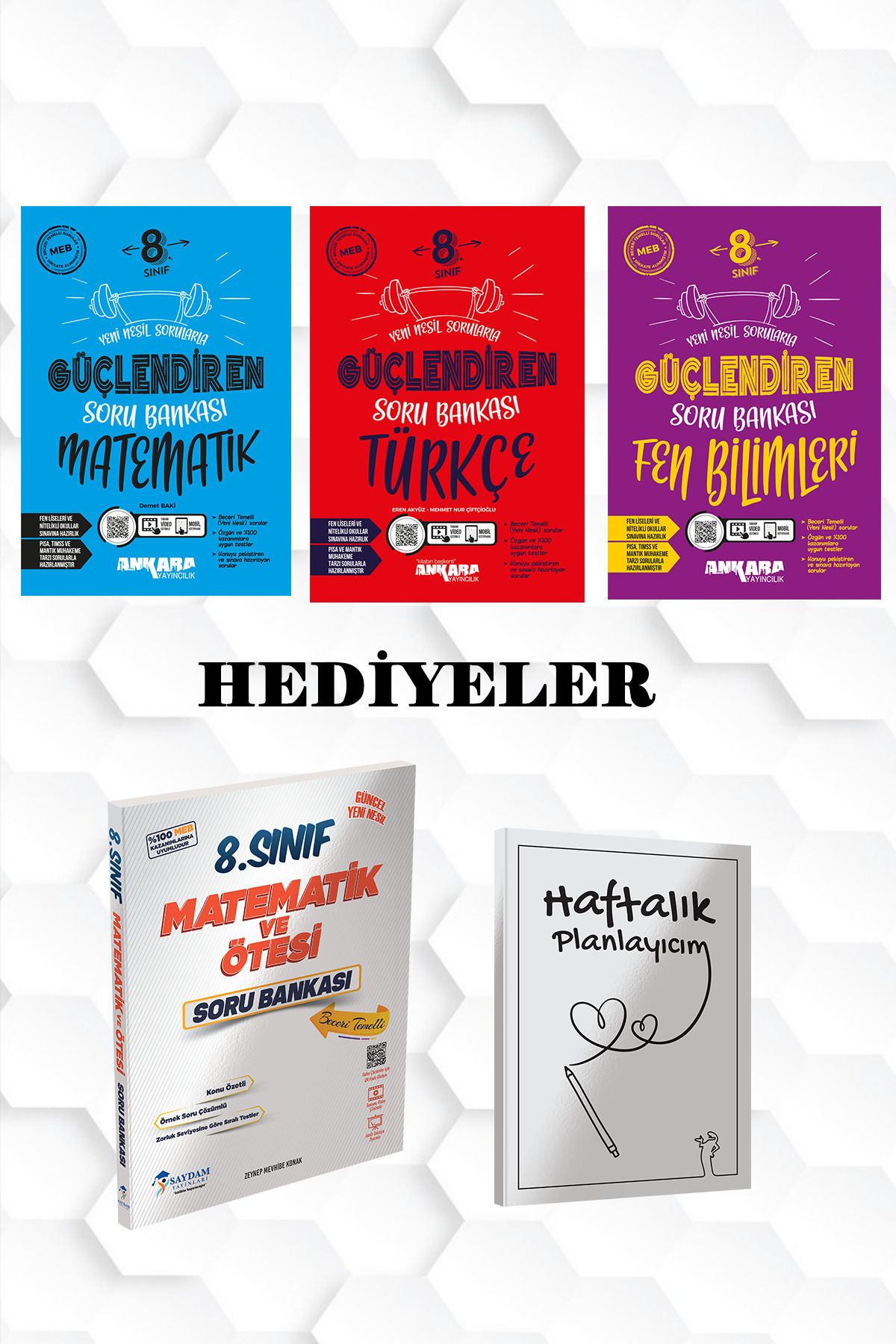 Saydam Yayınları ANKARA YAY-MATEMATİK,TÜRKÇE,FEN BİLİMLERİ GÜÇLENDİREN SORU BANKALARI VE SAYDAM MATEMATİK SB.