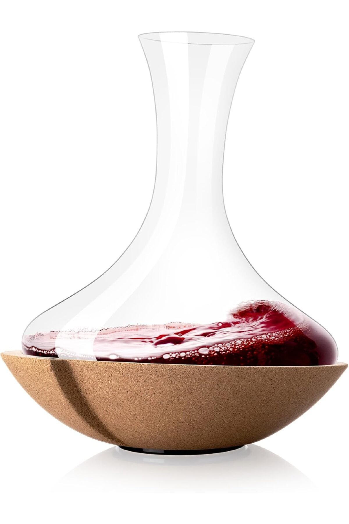 Mu Art Ahşap Mrt Vin Swirling Carafe | Crystal Glass Wine Decanter Art 871301