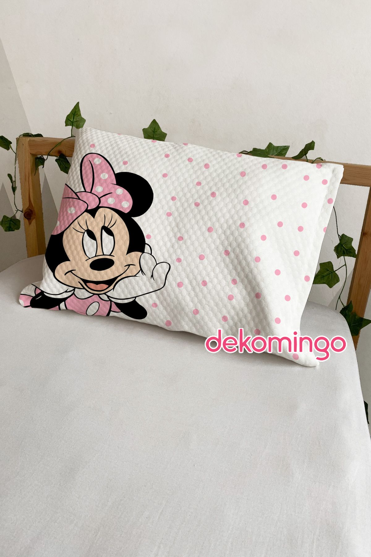 dekomingo PEMBE PUANLI MİNİ 2 ADET YASTIK KILIFI