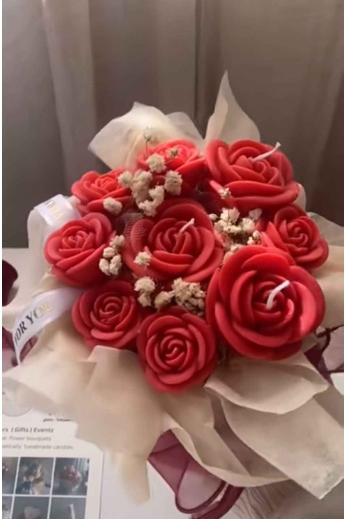 candleandgiftland Kırmızı Güller Hediye Kutusu Gül Kokulu Mum