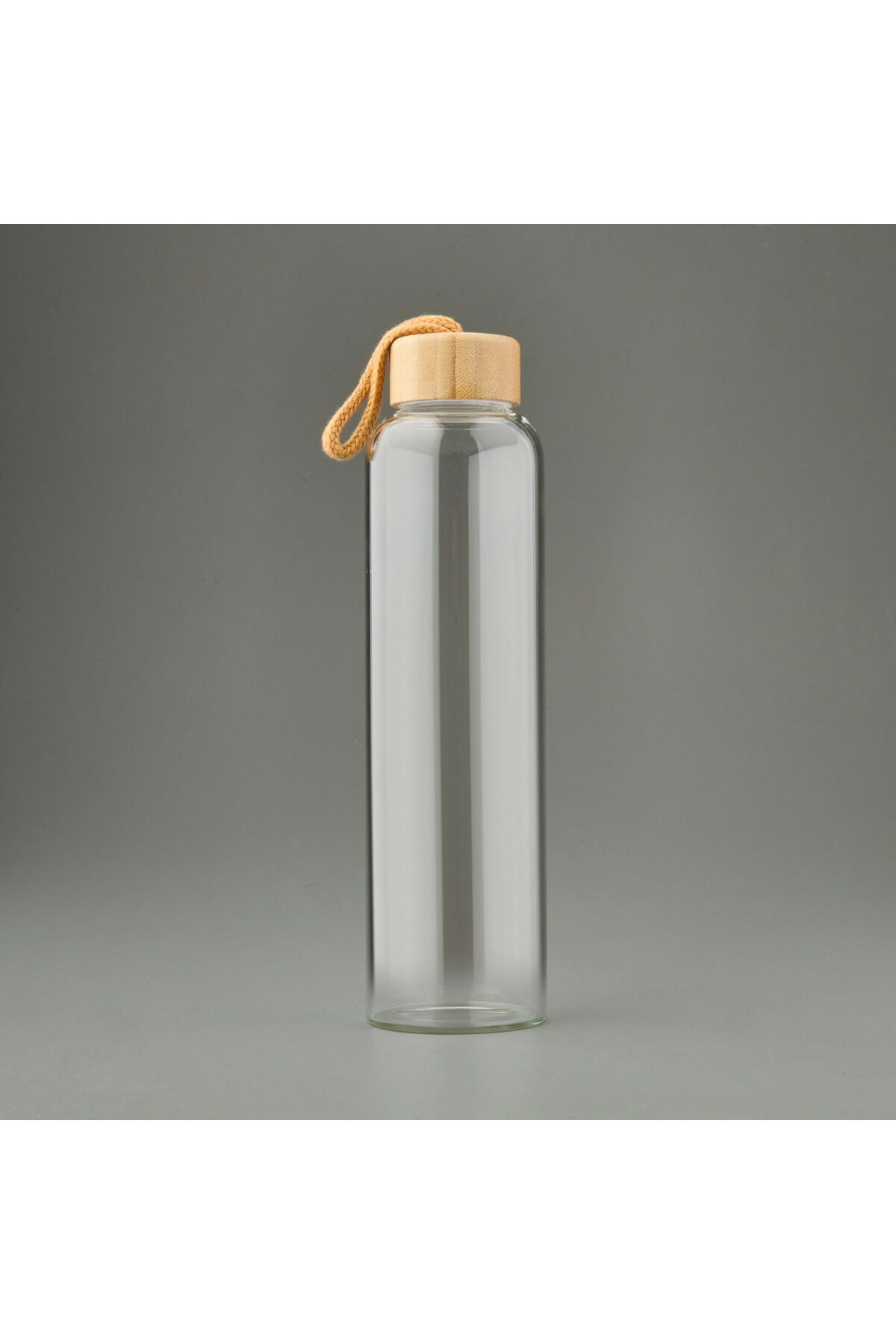 MATMEL H2O Bambu Kapaklı Cam Matara - Şeffaf / Açık Kahverengi - 750 ml