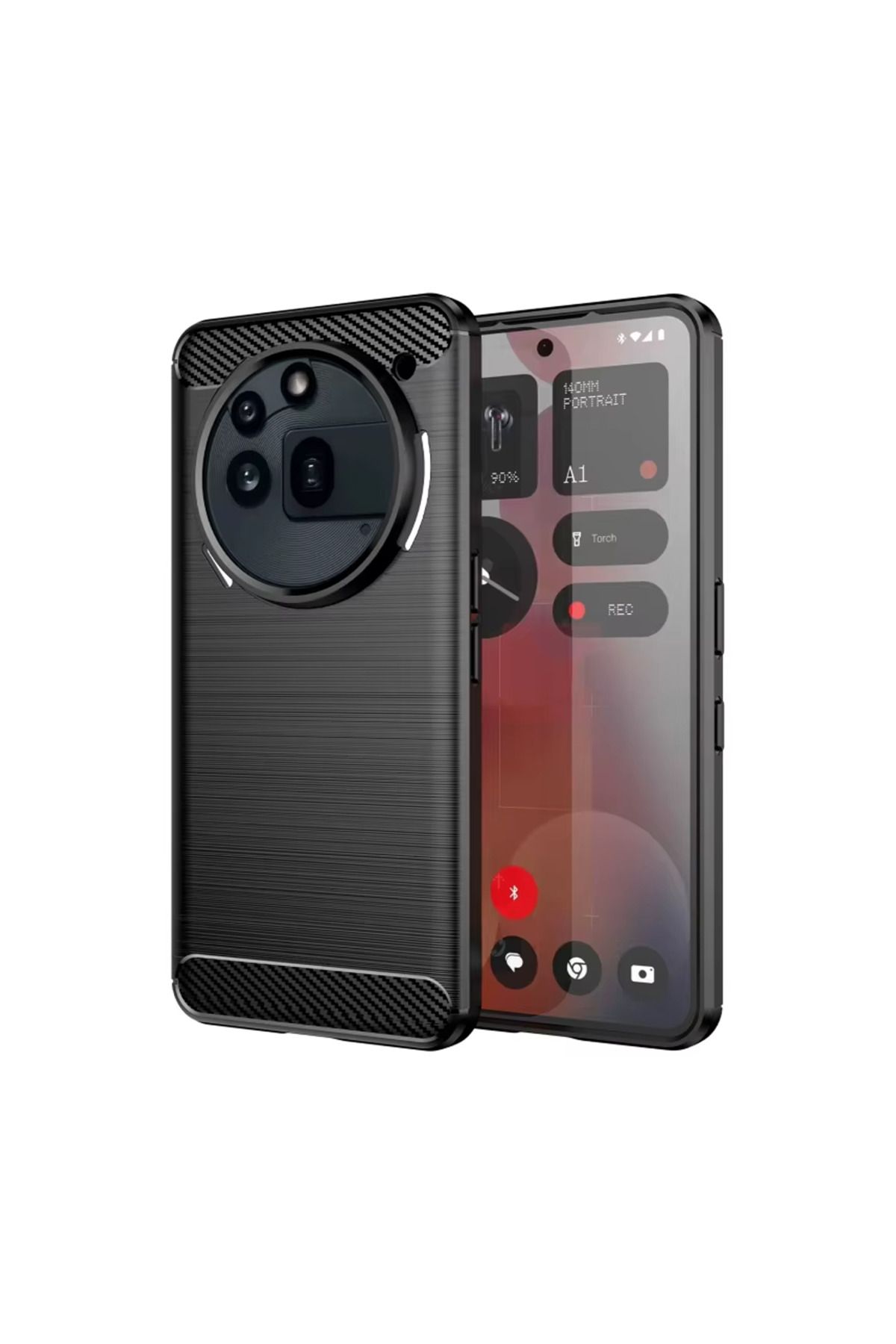 Microcase Nothing Phone 3A Pro ile Uyumlu Brushed Carbon Fiber Silikon Kılıf - Siyah AL3332