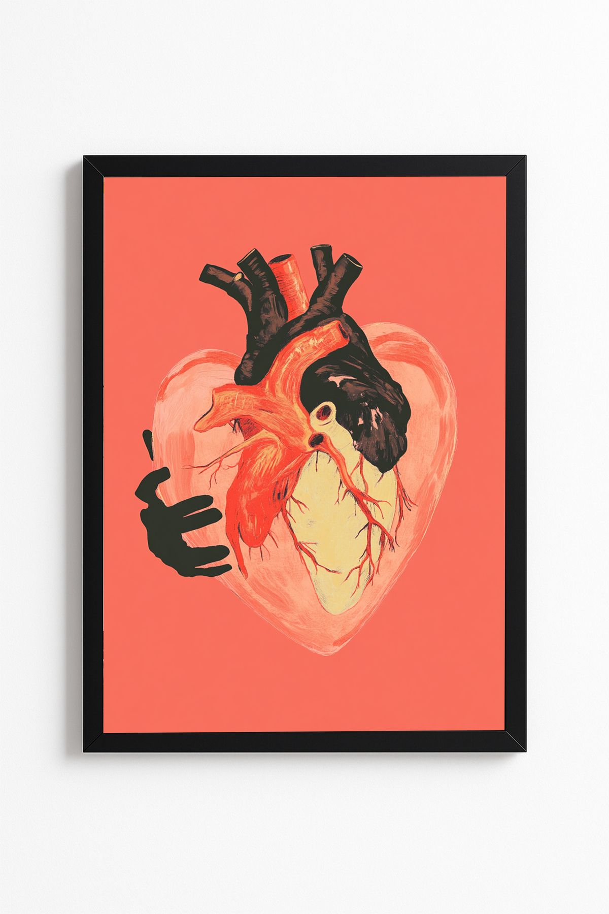 Patte Kalp ve El Temalı Modern Poster - Sanat Poster - Çerçevesiz Duvar Poster Yüksek Kaliteli Tablo