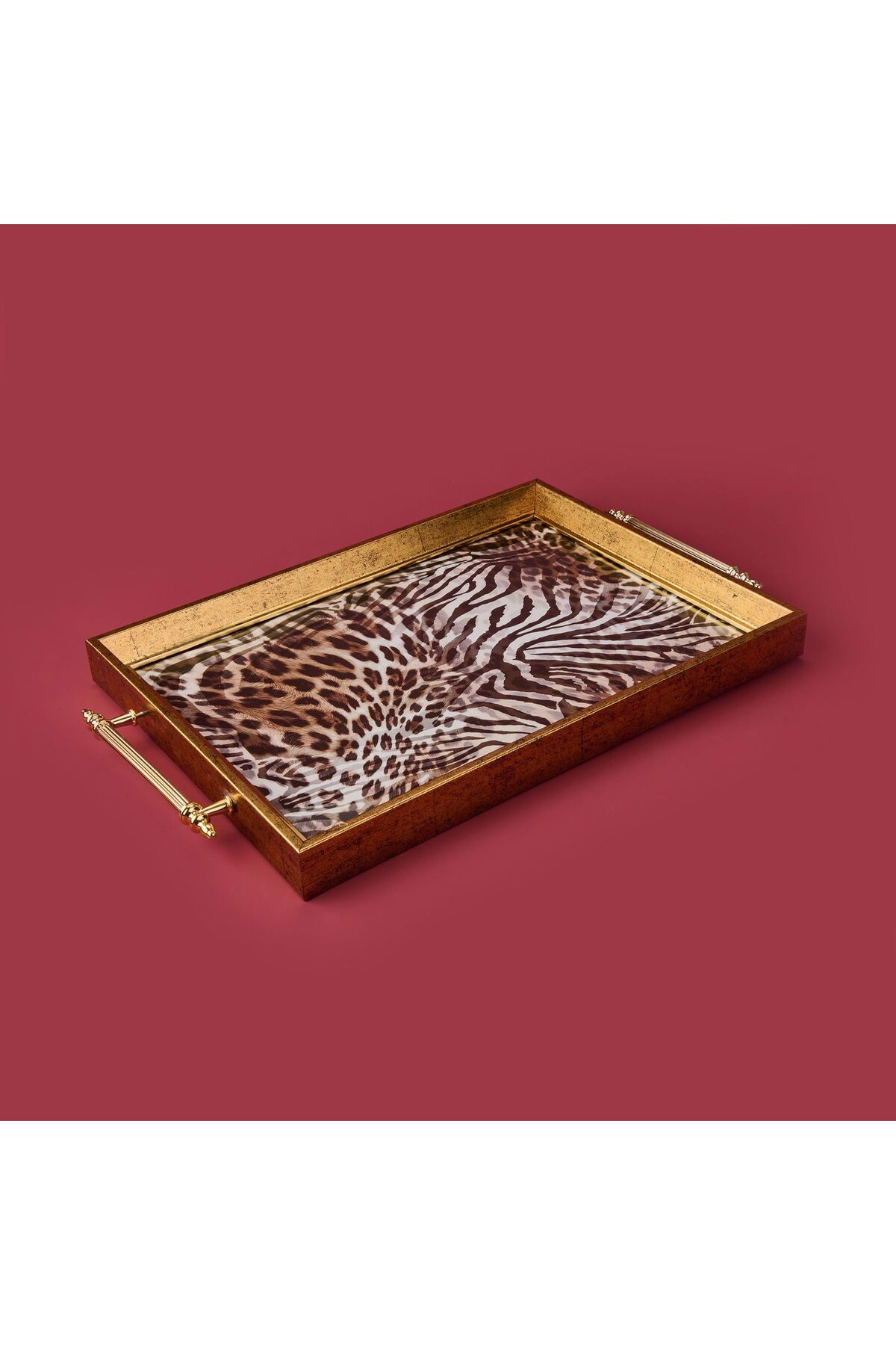 MATMEL Leopar Desenli Akrilik Tepsi - Renkli - 49 cm