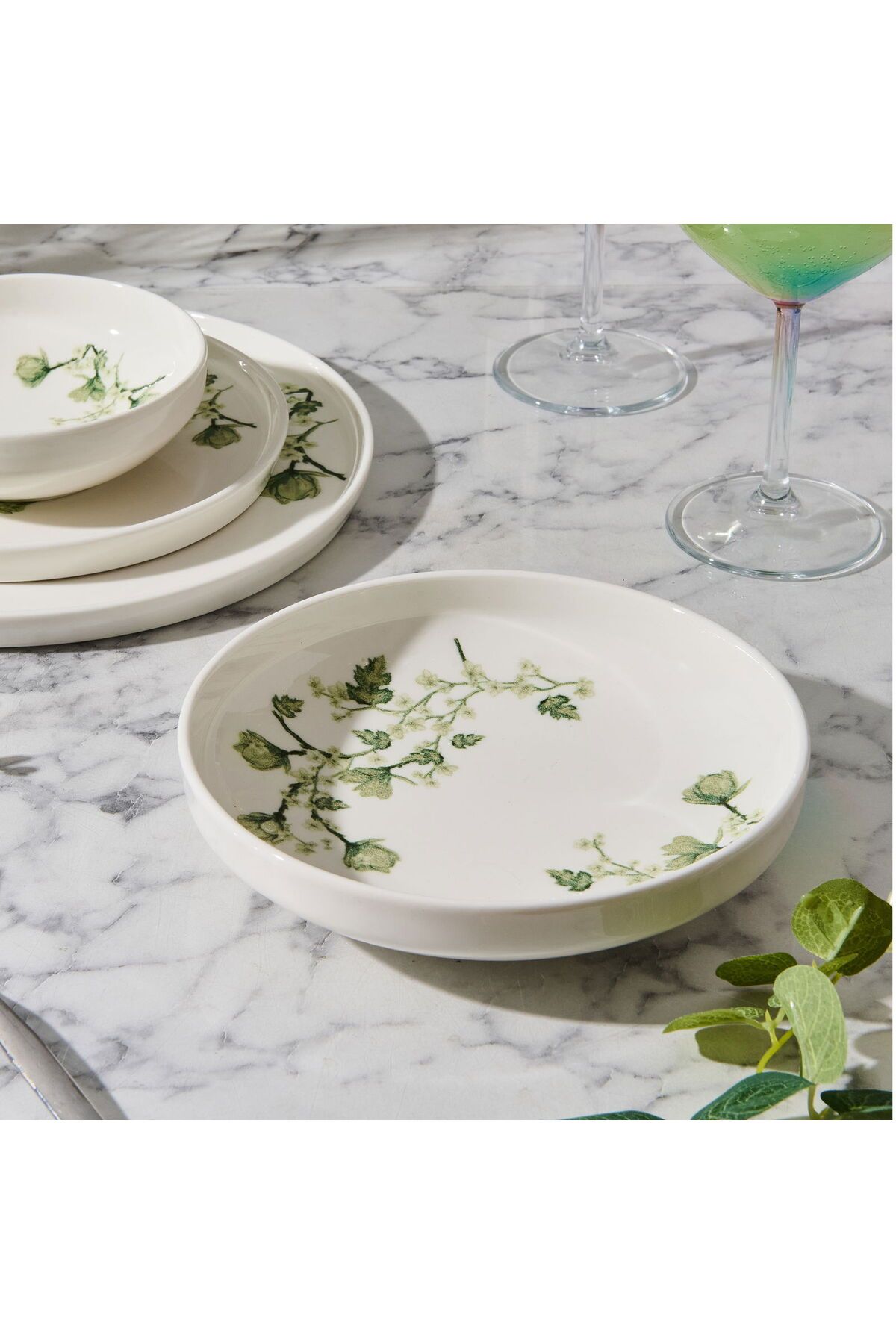 ASPARTAM Fresia Toledo Porselen Çukur Yemek Tabağı - Renkli - 18,5 cm