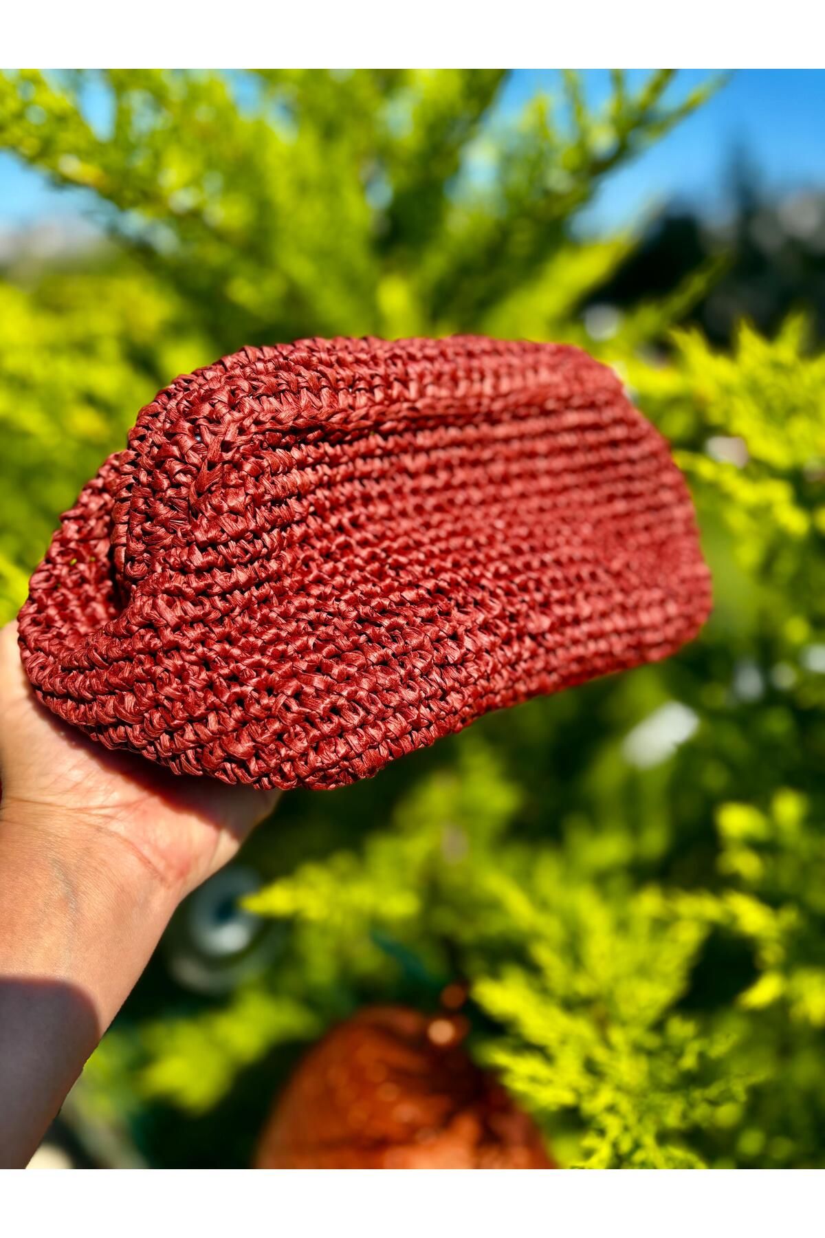 UNİCORNS Hasır El Çantası, Hasır Clutch, Burslu Çanta, Bordo Hasır El Çantası, Hasır Çanta