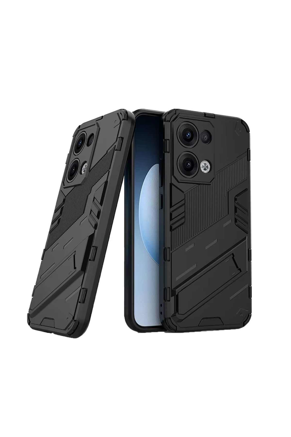 Microcase Oppo Reno 13 Pro 5G Matrix Serisi Armor Standlı Perfect Koruma Kılıf - Siyah Al3416