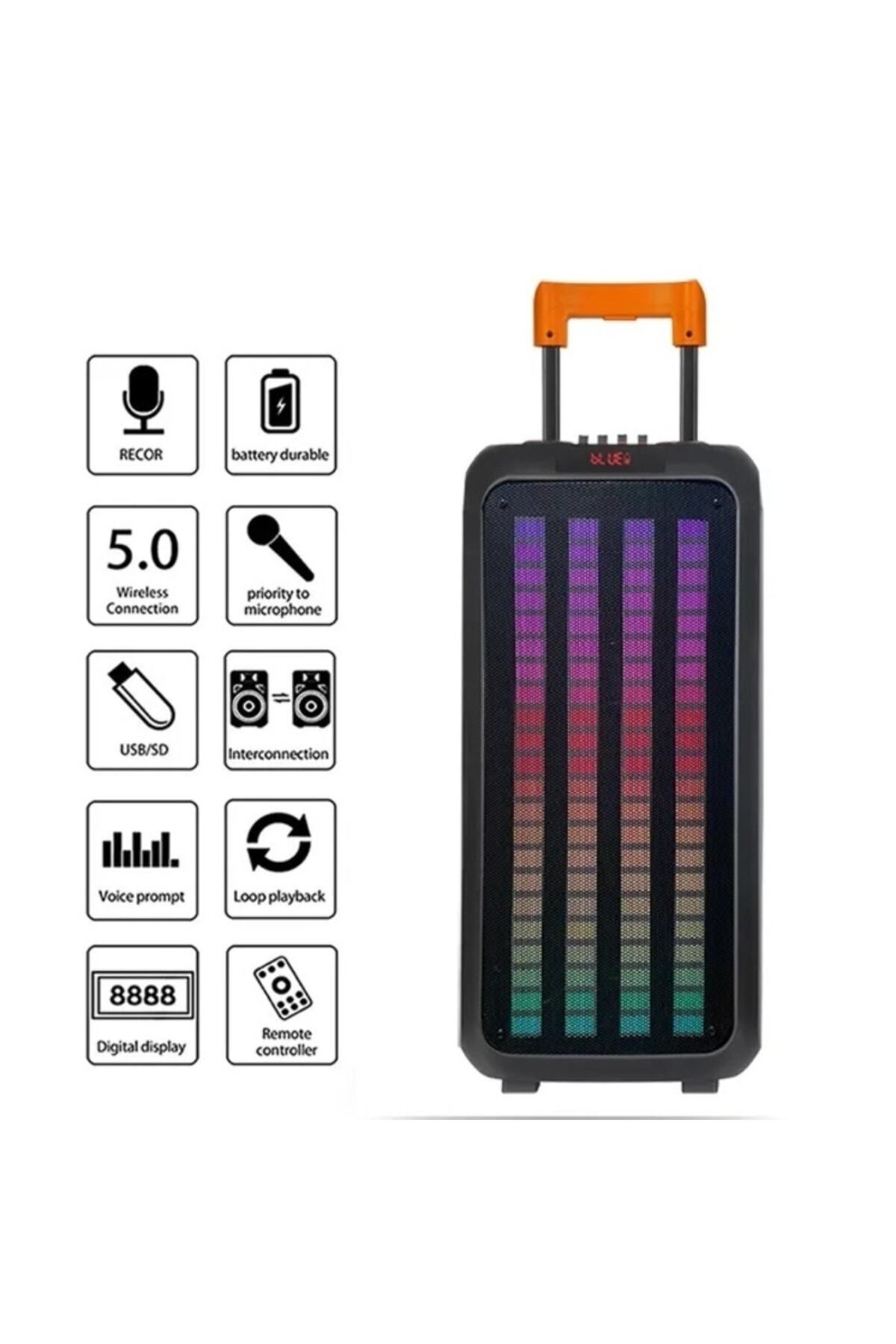 LEERFEI Taşınabilir Büyük Boy Rgb Bluetooth Mikrofonlu Boombox Parti Hoparlör Ndr-1098