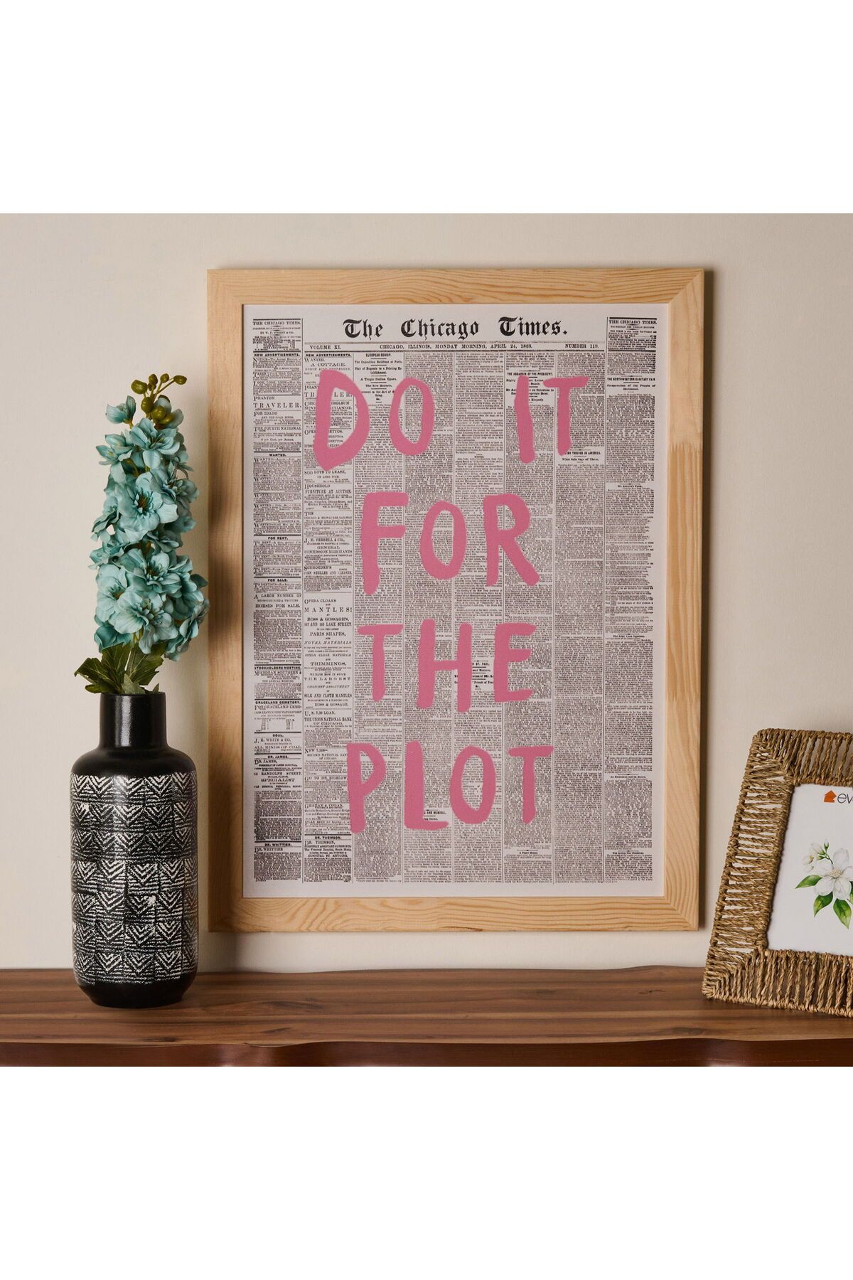 ASPARTAM Do It For The Plot Duvar Panosu - Pembe / Siyah - 50x70 cm