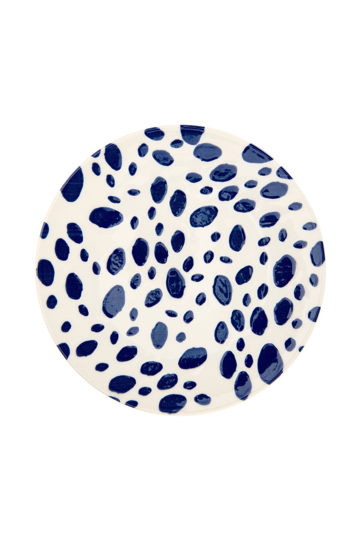 MATMEL Porselen Lido Puantiyeli Servis Tabağı - Mavi - 25 cm