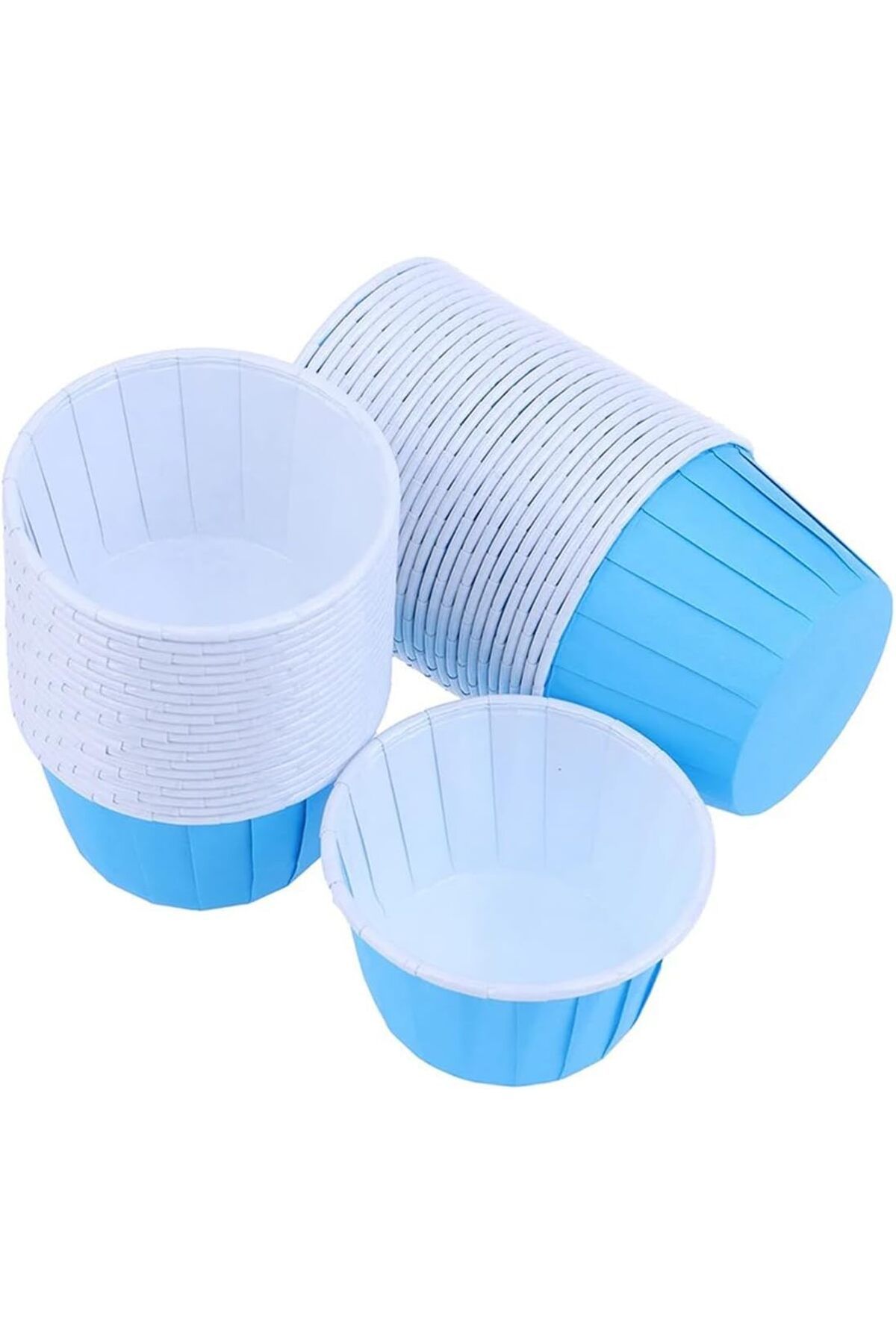 STOREMAX ELZ Hediye Sepeti 50'li Soft Pastel Mavi Muffin Cupcake Kalıbı Kek Kapsülü, Muffin Kek Kalıbı,
