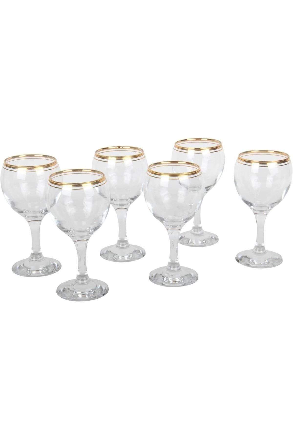 STOREMAX ELZ Misket Gold Çizgili Kırmızı 6'lı Şarap Kadehi FRNTR 1127478