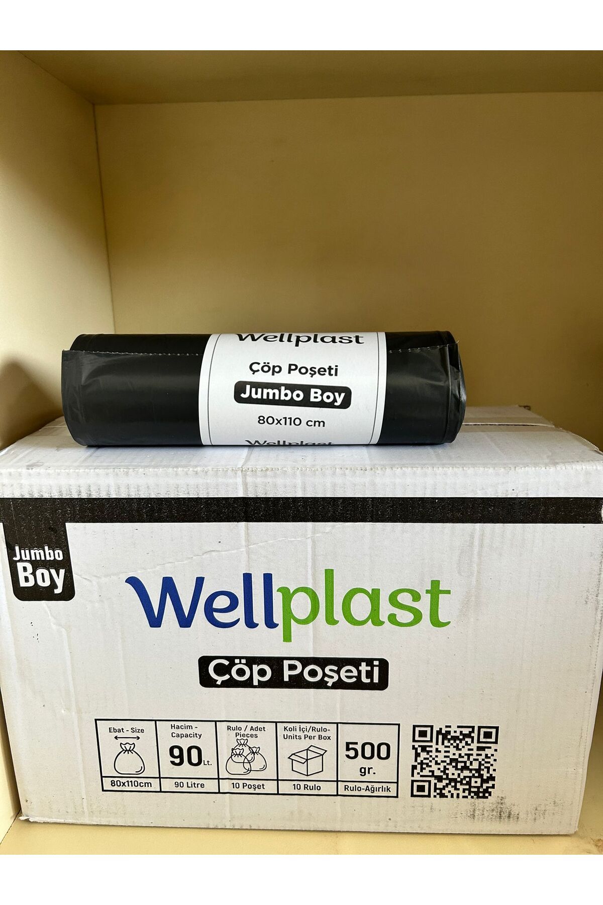 WELLPLAST JUMBO BOY ÇÖP POŞETİ SİYAH 500GR
