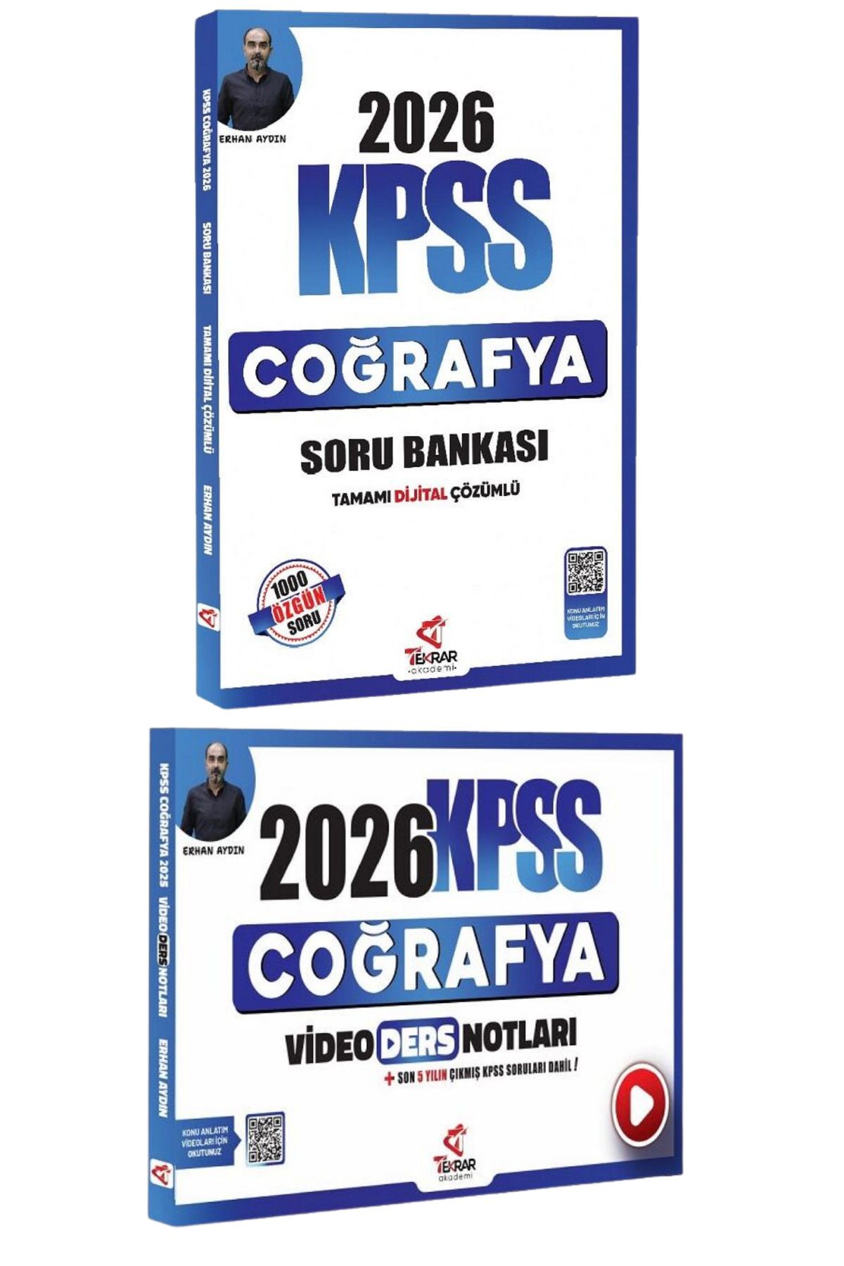 Tekrar Akademi Yayınları 2026 KPSS Coğrafya Tamamı Dijital Çözümlü Soru Bankası+Video Ders Notları-Erhan Aydın-2 KİTAP-SET