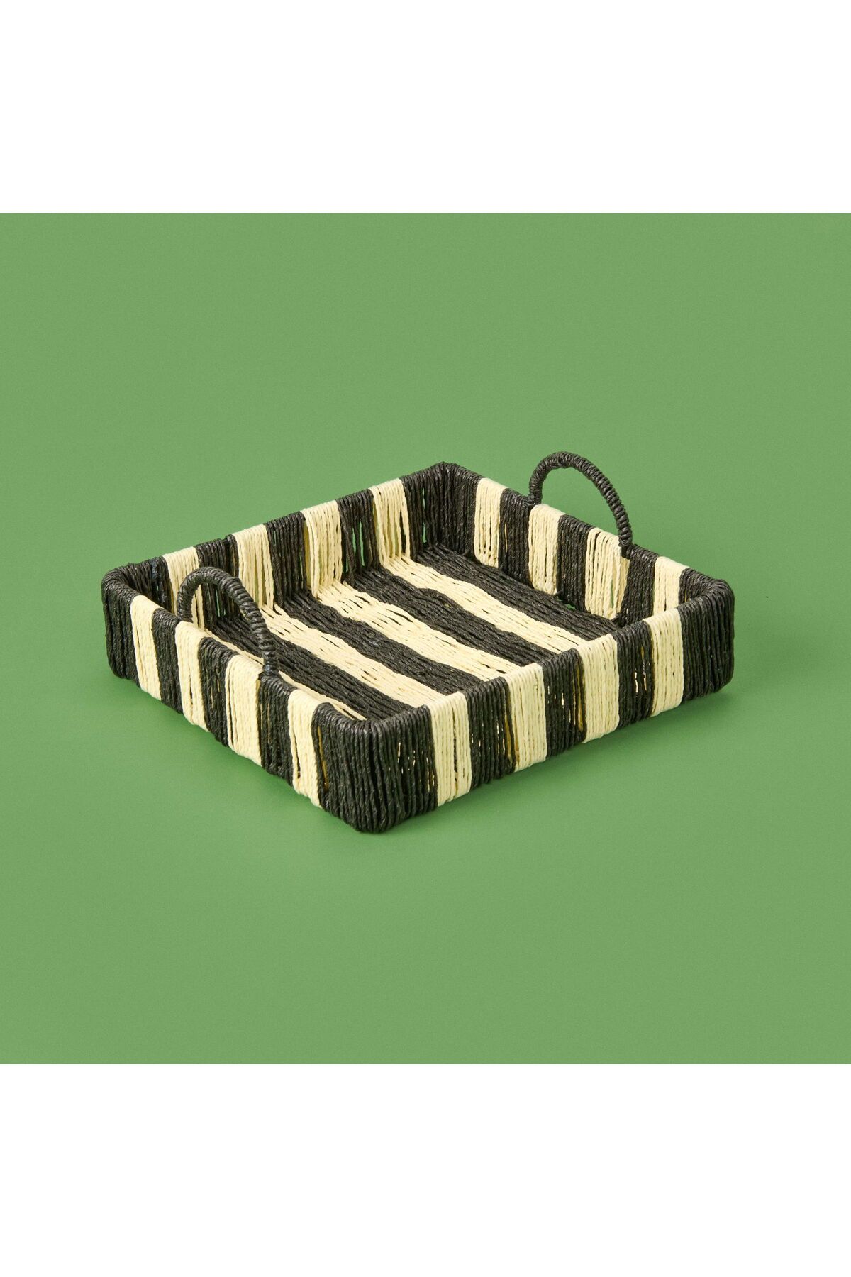 ASPARTAM Acerra Dekoratif Tepsi - Siyah / Krem - 22x22x5 cm