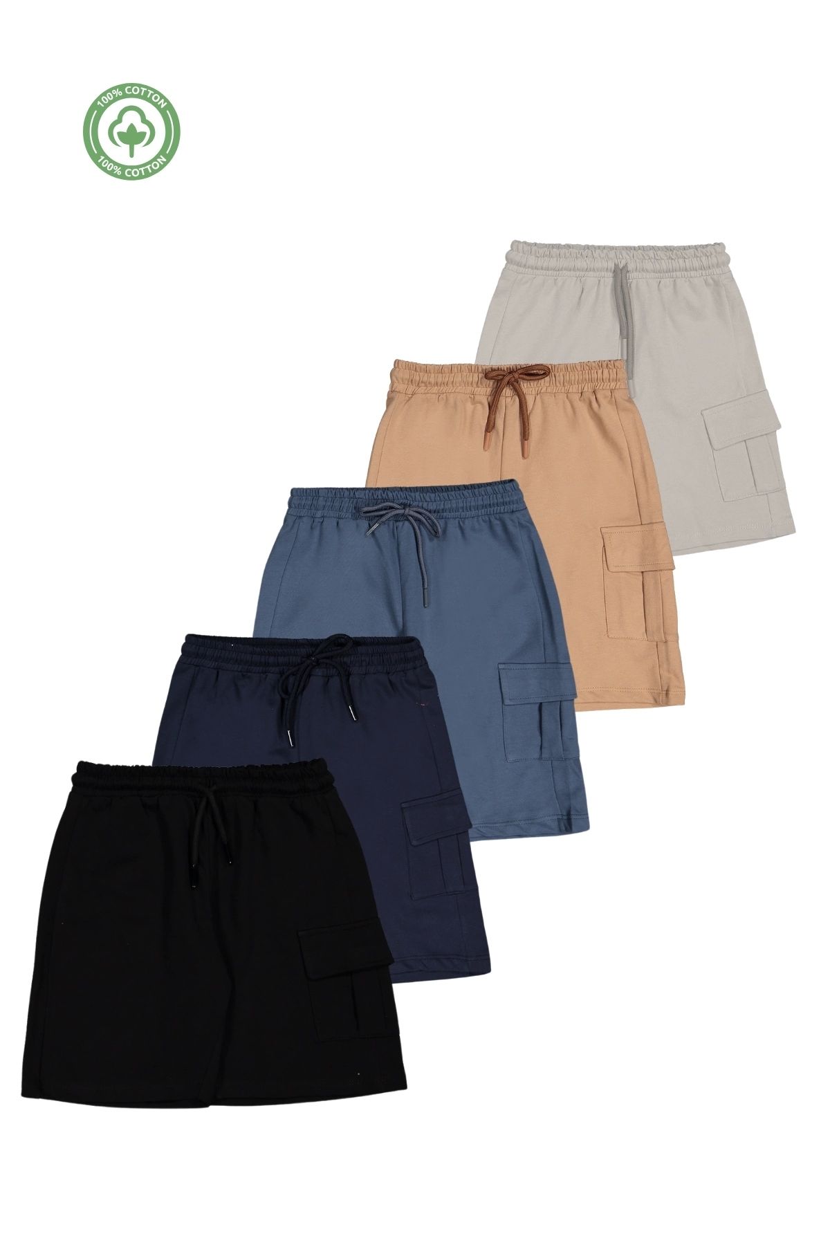 Divonette Unisex Çocuk Pamuklu Şort 5'li Set -Çocuk Giyim