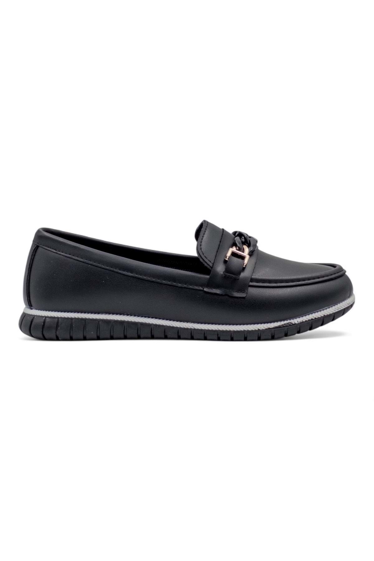 Shoes ZİNCİRLİ GÜNLÜK KADIN BABET SİYAH