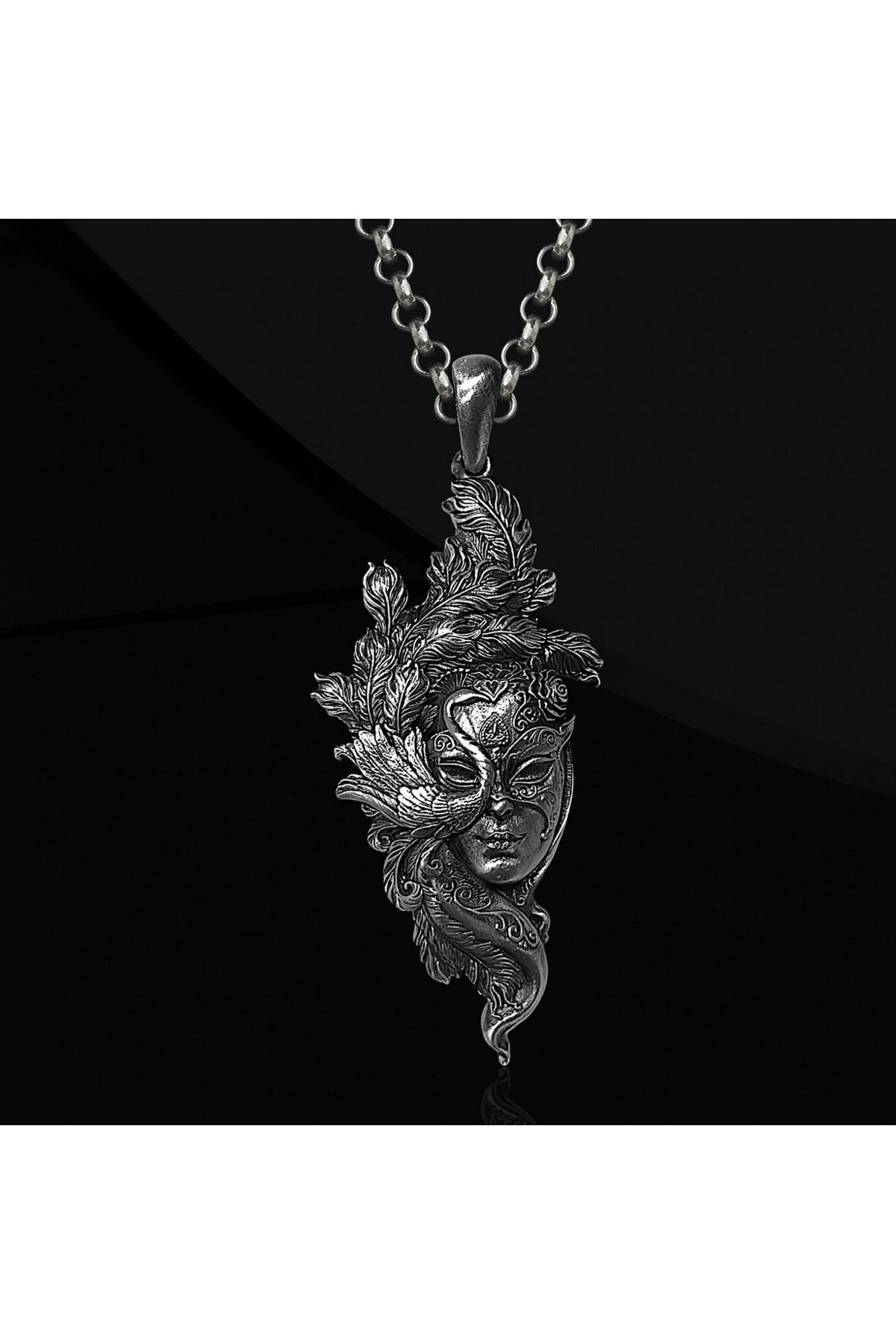 Abel Custom Ring Gümüş Mardi Gras Karnaval Kolye