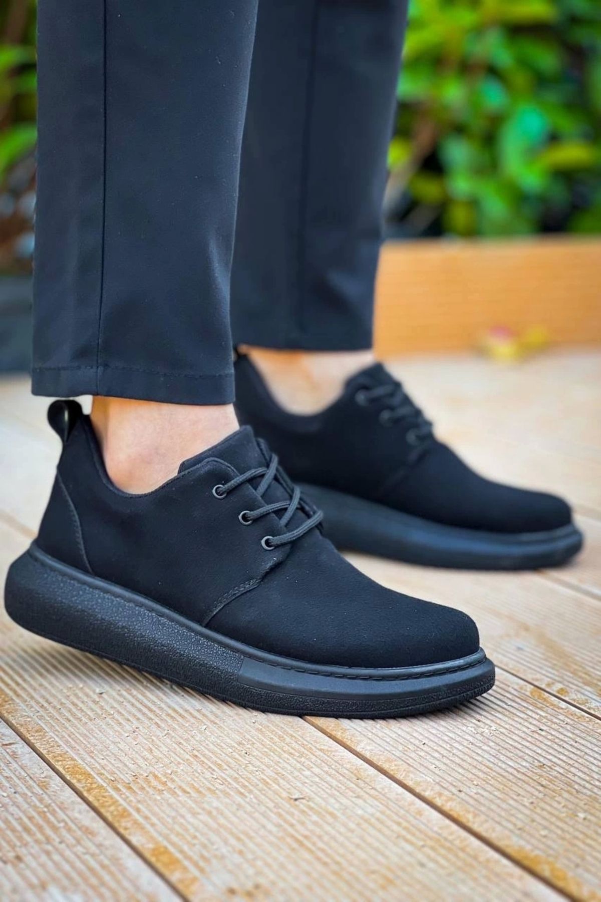 OurStyles KB-003 Kuback Siyah Süet Siyah Taban Bağcıklı Günlük Erkek Ayakkabı