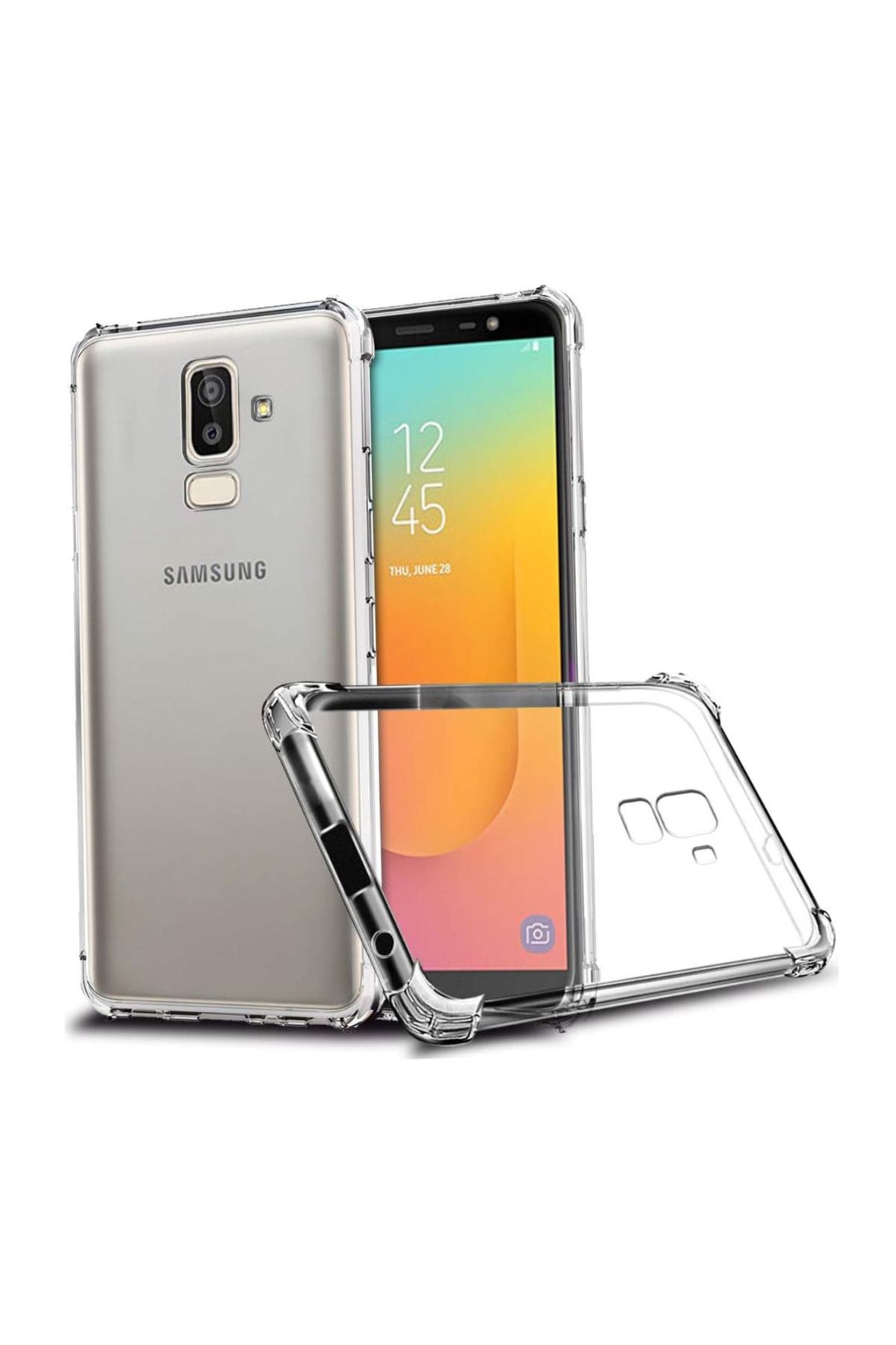 CaseArt Samsung Galaxy J8 ile uyumlu Kapak Köşe Korumalı Airbag Antishock Şeffaf Silikon Kılıf