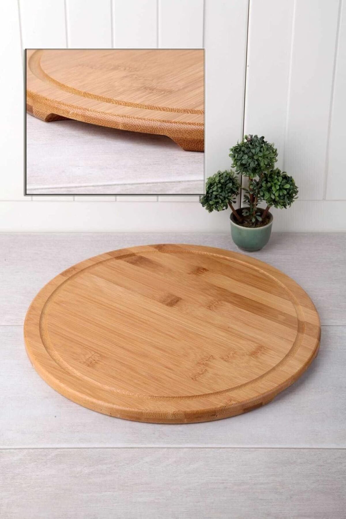 STOREMAX ELZ 30 Cm Yuvarlak Pasta Pizza Bambu Servis Sunum Tabağı Kahvaltılık FRNTR 1127478