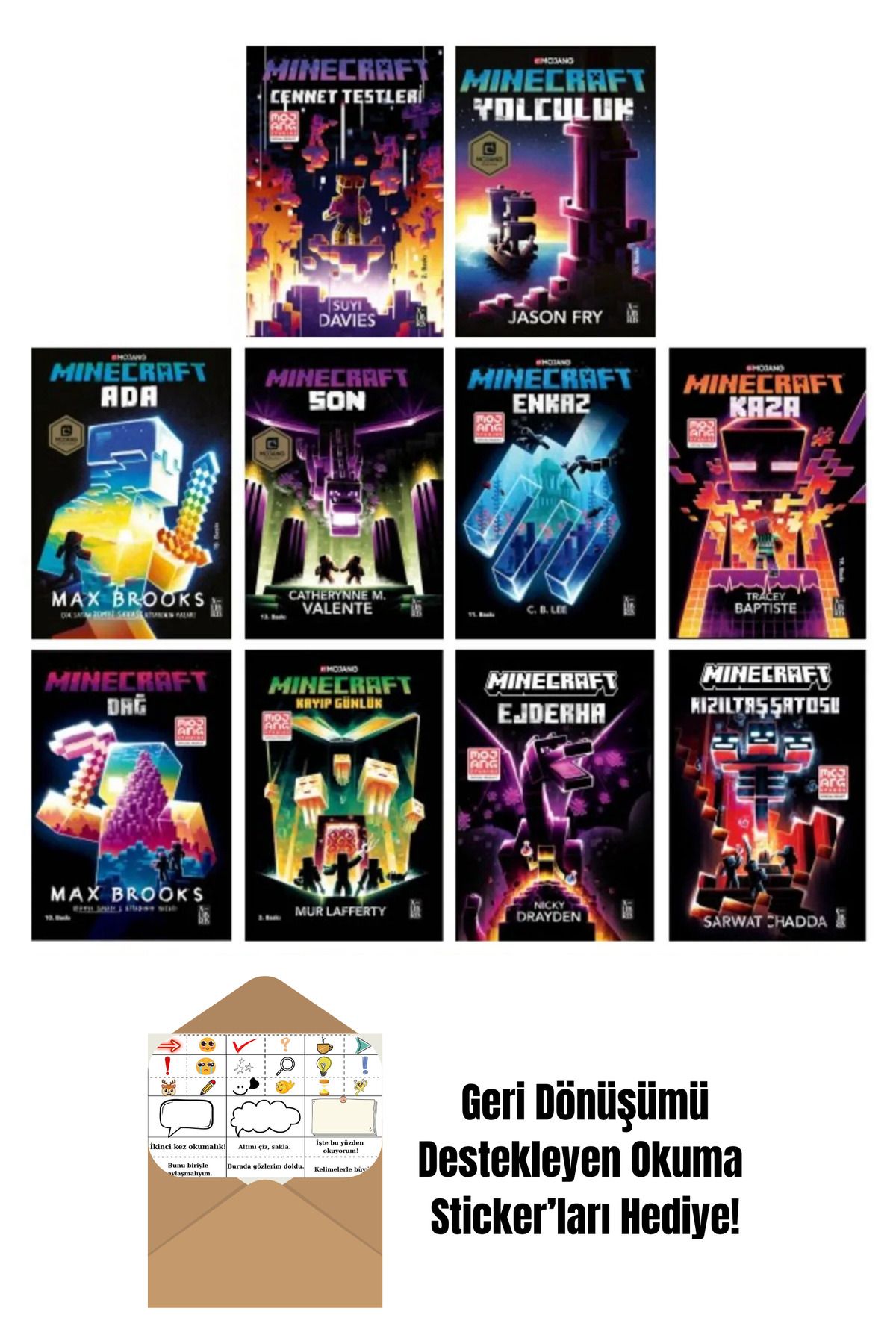 Doğan Egmont Minecraft Roman Serisi 10 Kitap Set + Okuma Sticker'ları