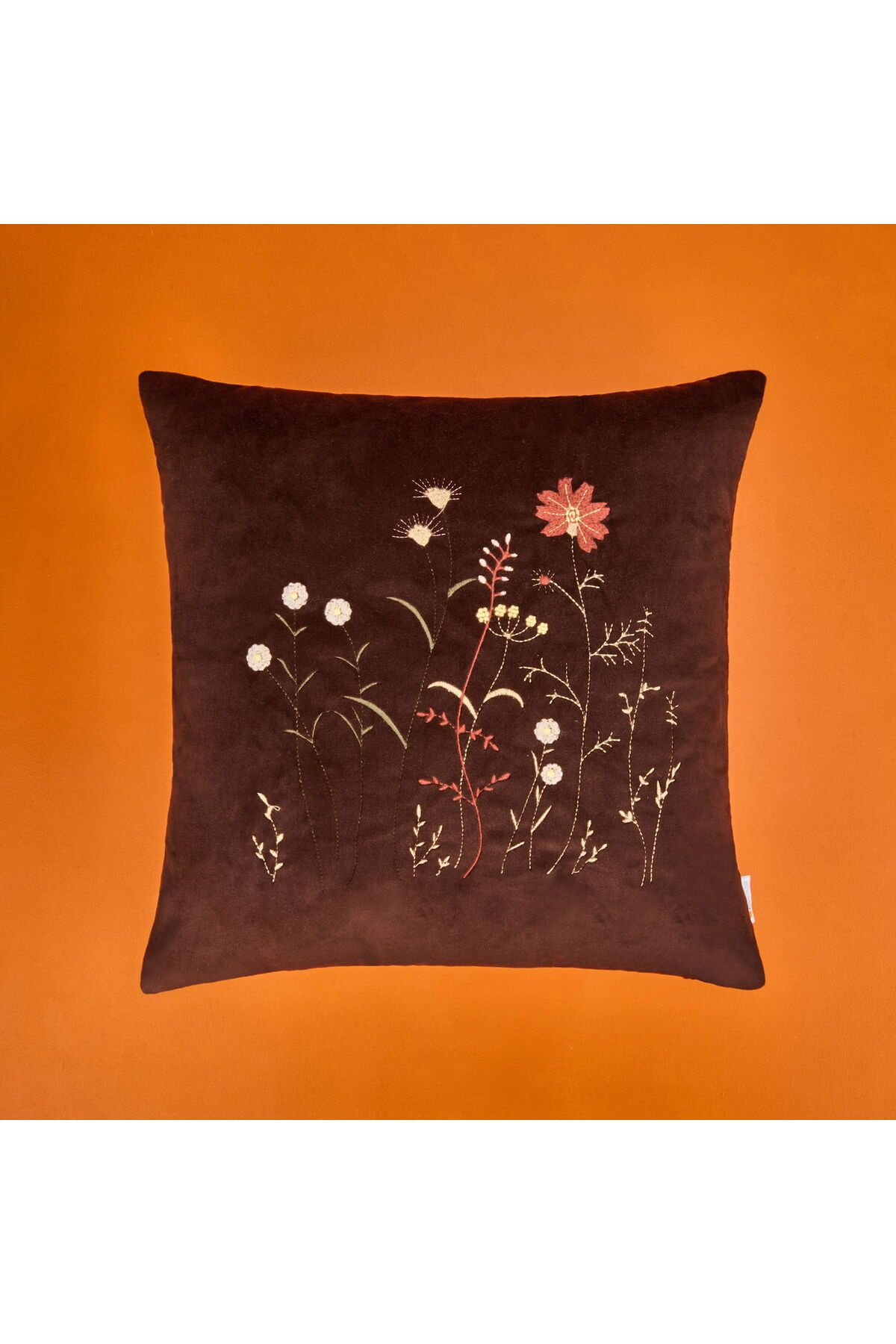 ASPARTAM Flora Kadife Kırlent - Kahverengi - 43x43 cm