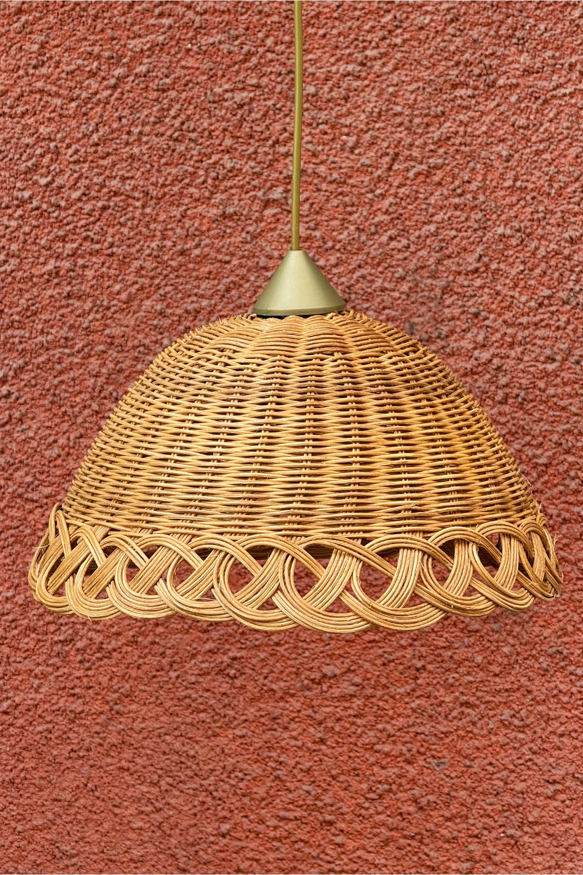 Hobi Stok Rattan Avize - El Yapımı Doğal Özel Tasarım Hasır Bambu Avize Mutfak Balkon Salon Avizesi Bohem