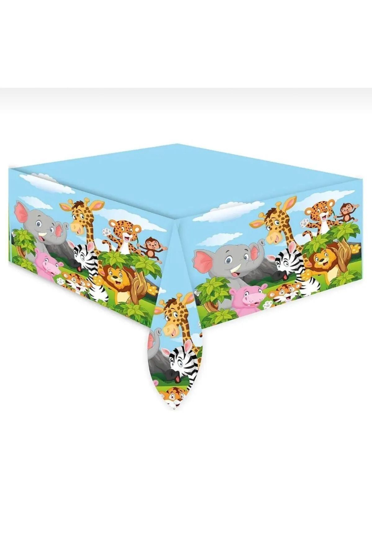 partyrüyası Safari Sevimli Hayvanlar Temalı Naylon Kullan At 120x180 Cm Doğum Günü Partisi Plastik Masa Örtüsü