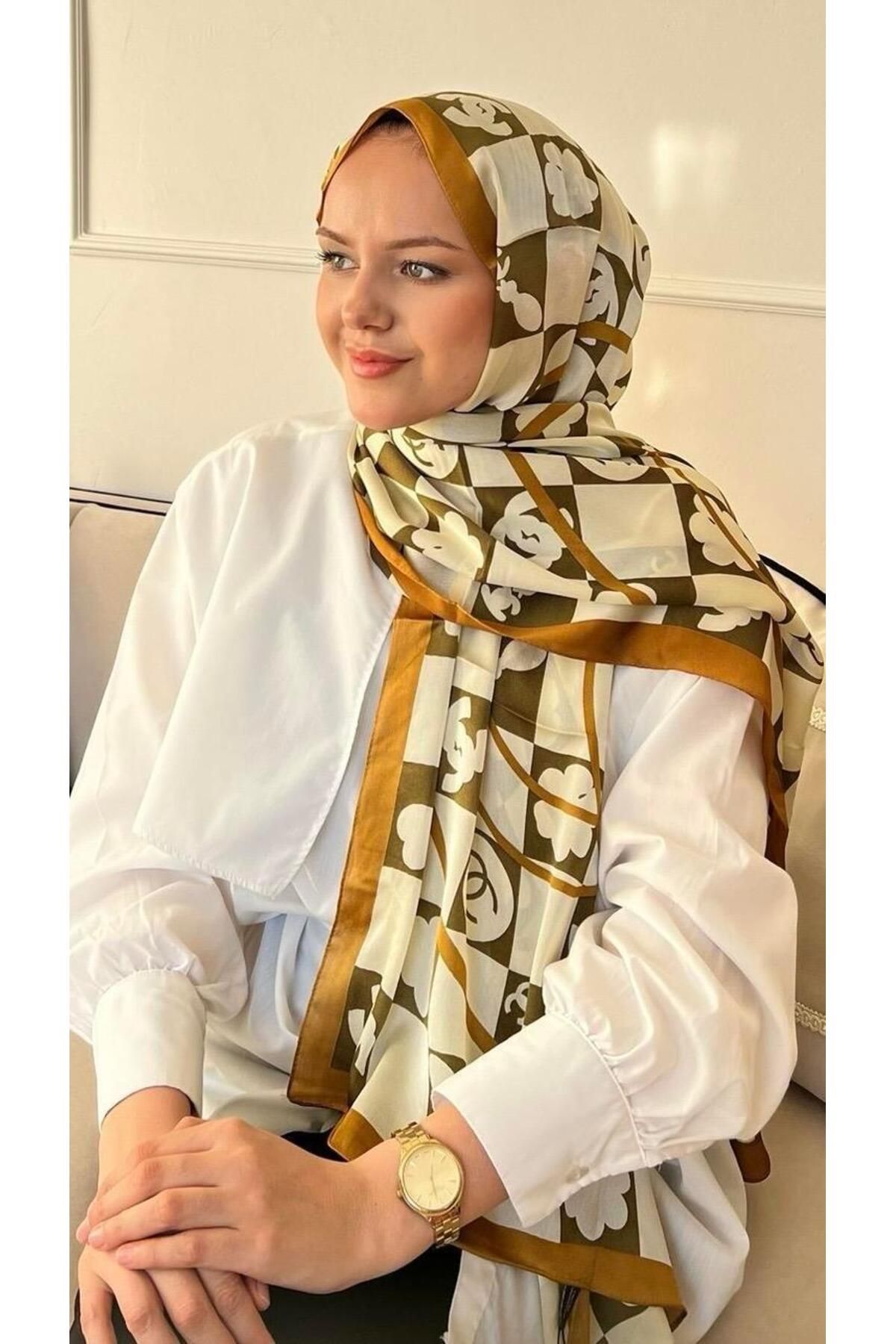 modayışığı Dama Model Vual İpek Şal Bej